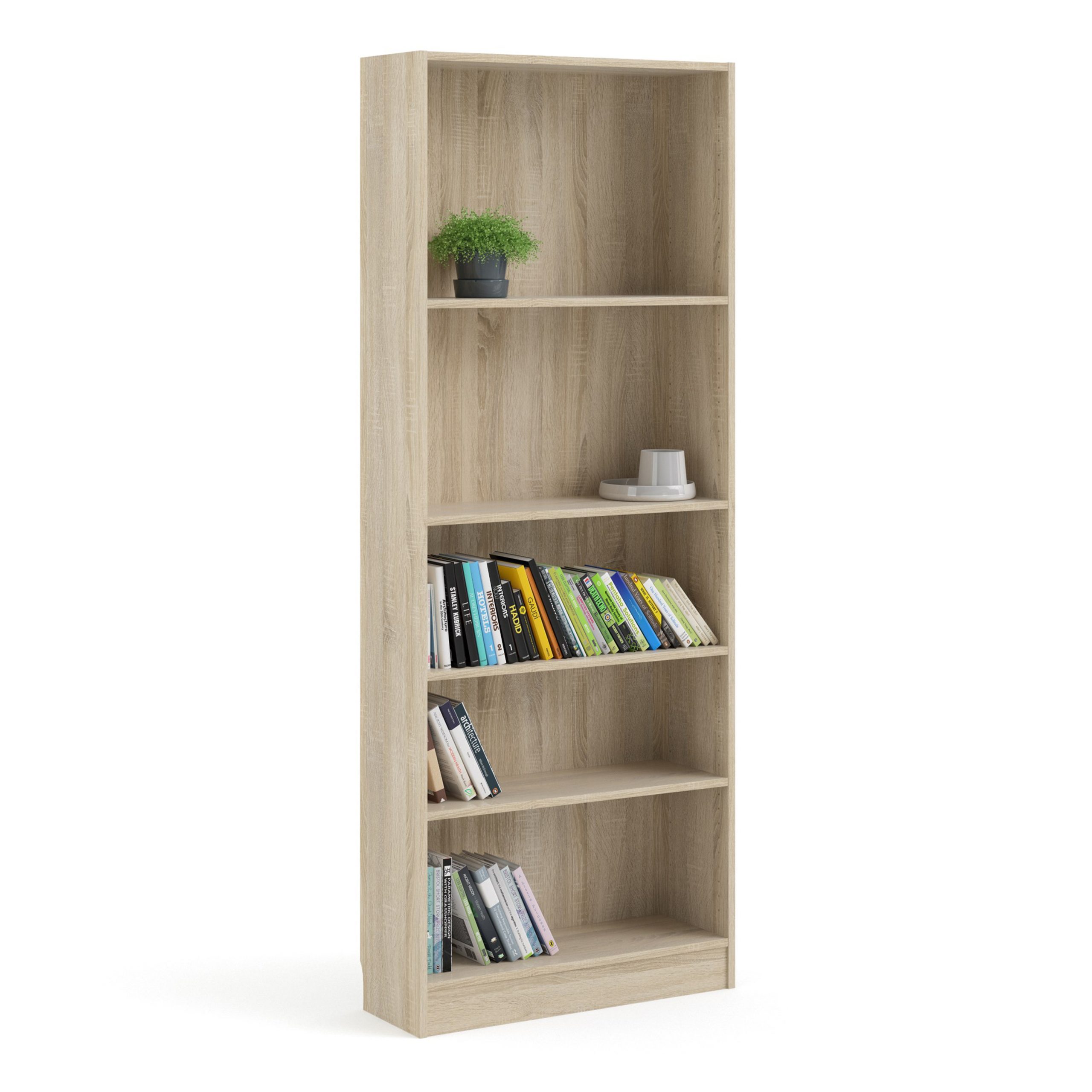 Basic Tall Wide Bookcase (4 Shelves) in Oak - Image 6