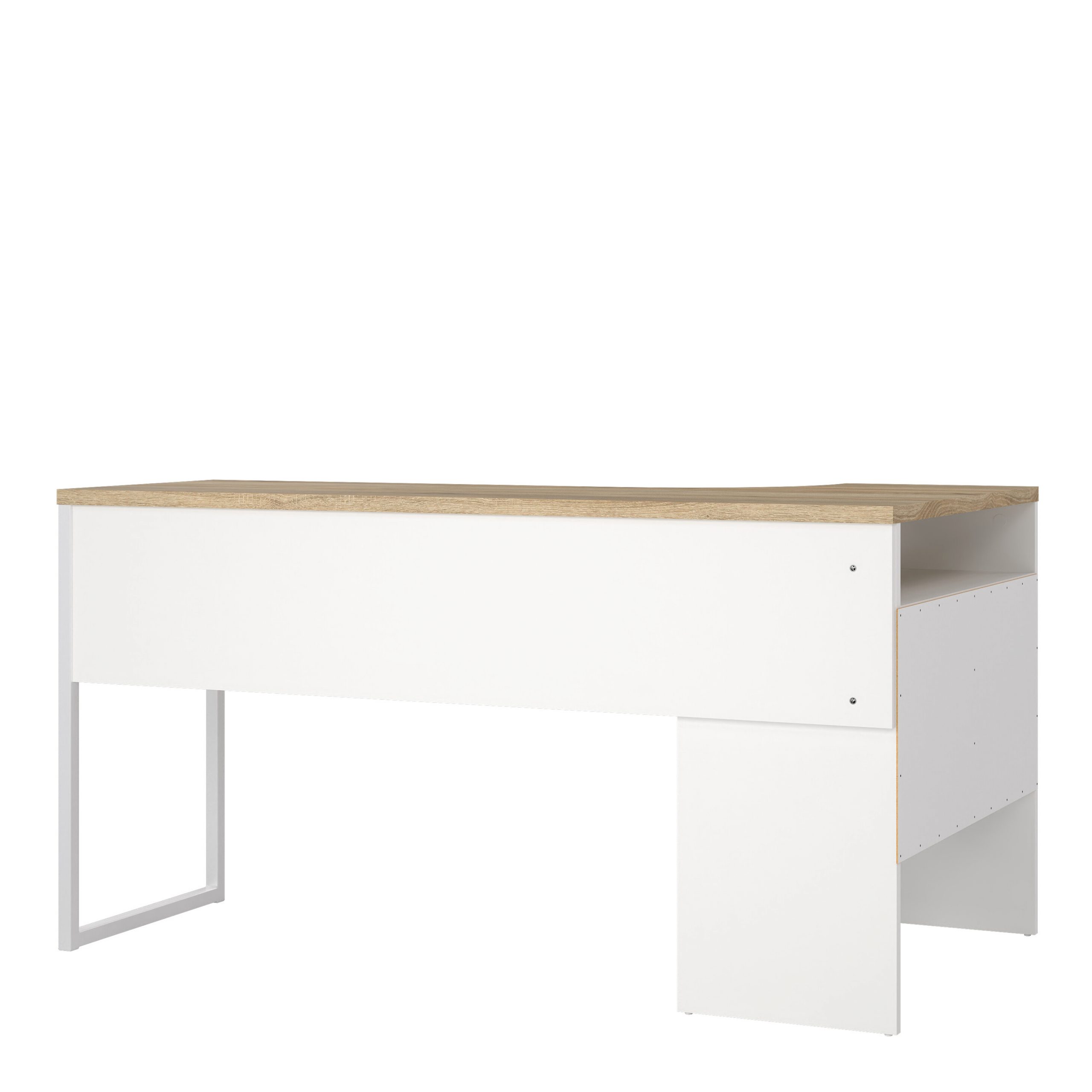 Function Plus Corner Desk 2 Drawers in White and Oak - Image 2