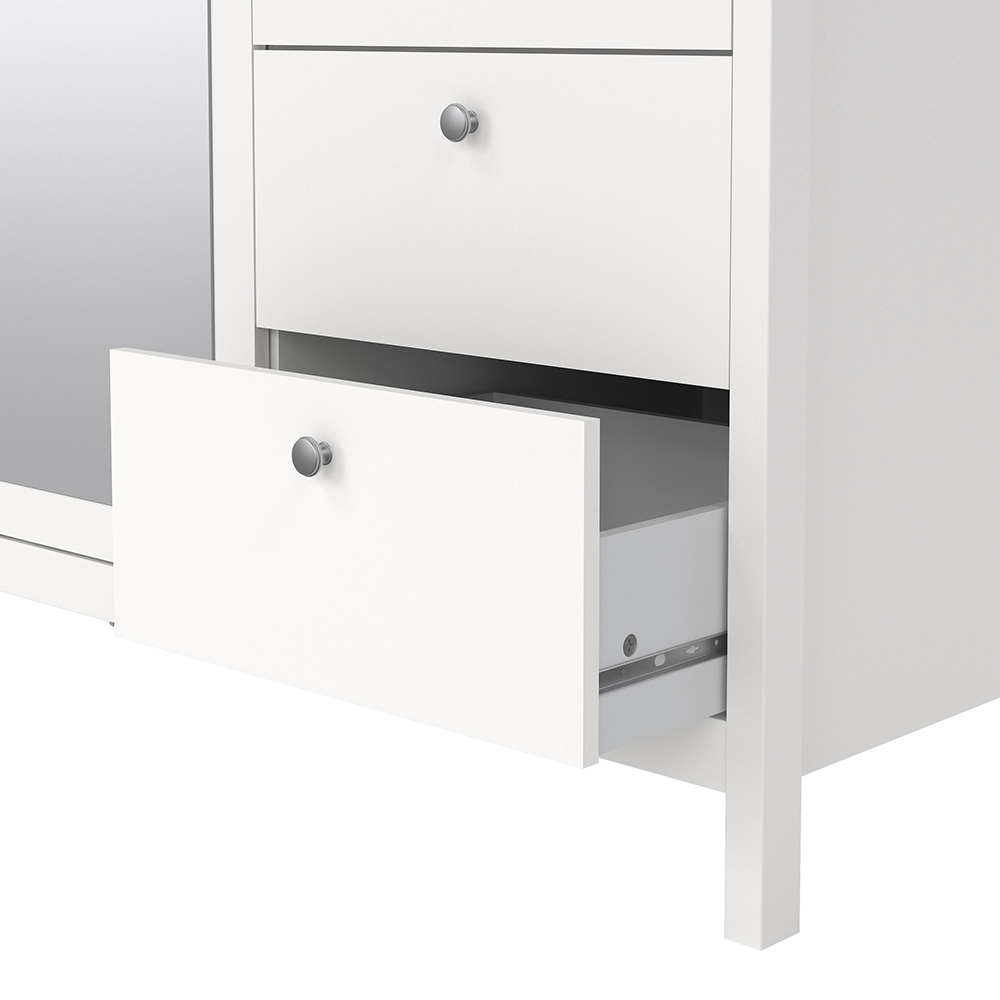 Madrid  Wardrobe with 2 Doors 1 Mirror Door 2 Drawers White - Image 8
