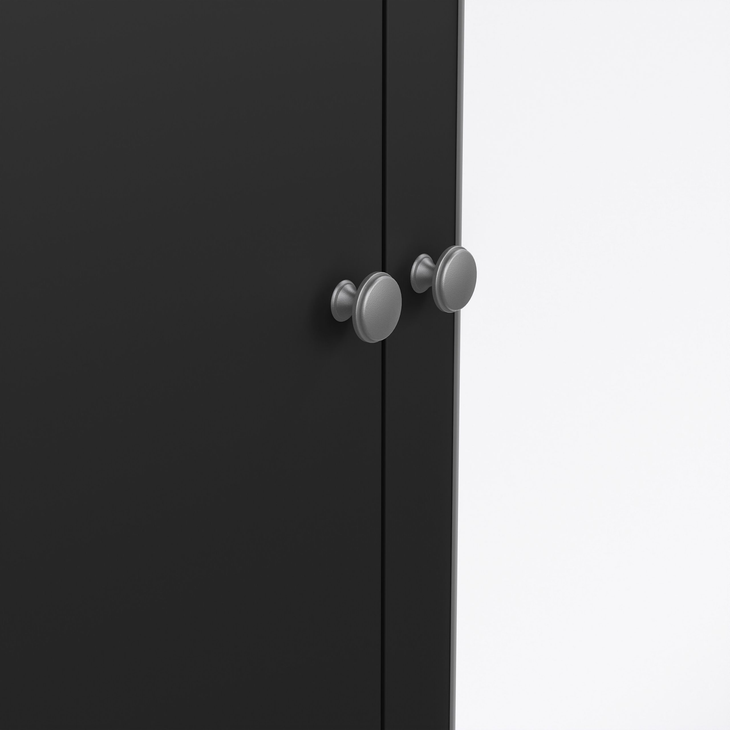 Madrid  Wardrobe with 2 Doors 1 Mirror Door 2 Drawers Matt Black - Image 7