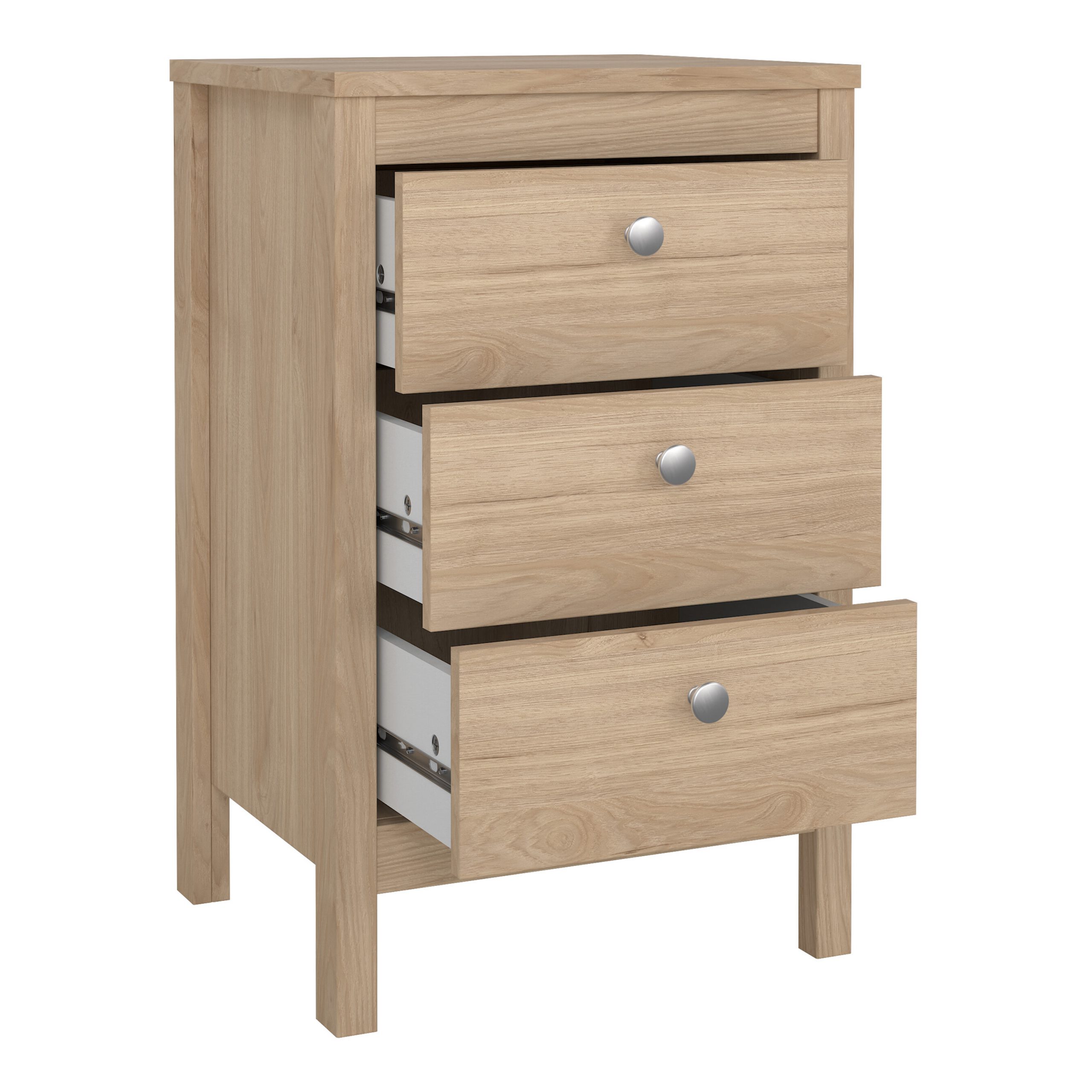 Madrid Bedside Table 3 Drawers in Jackson Hickory Oak - Image 4