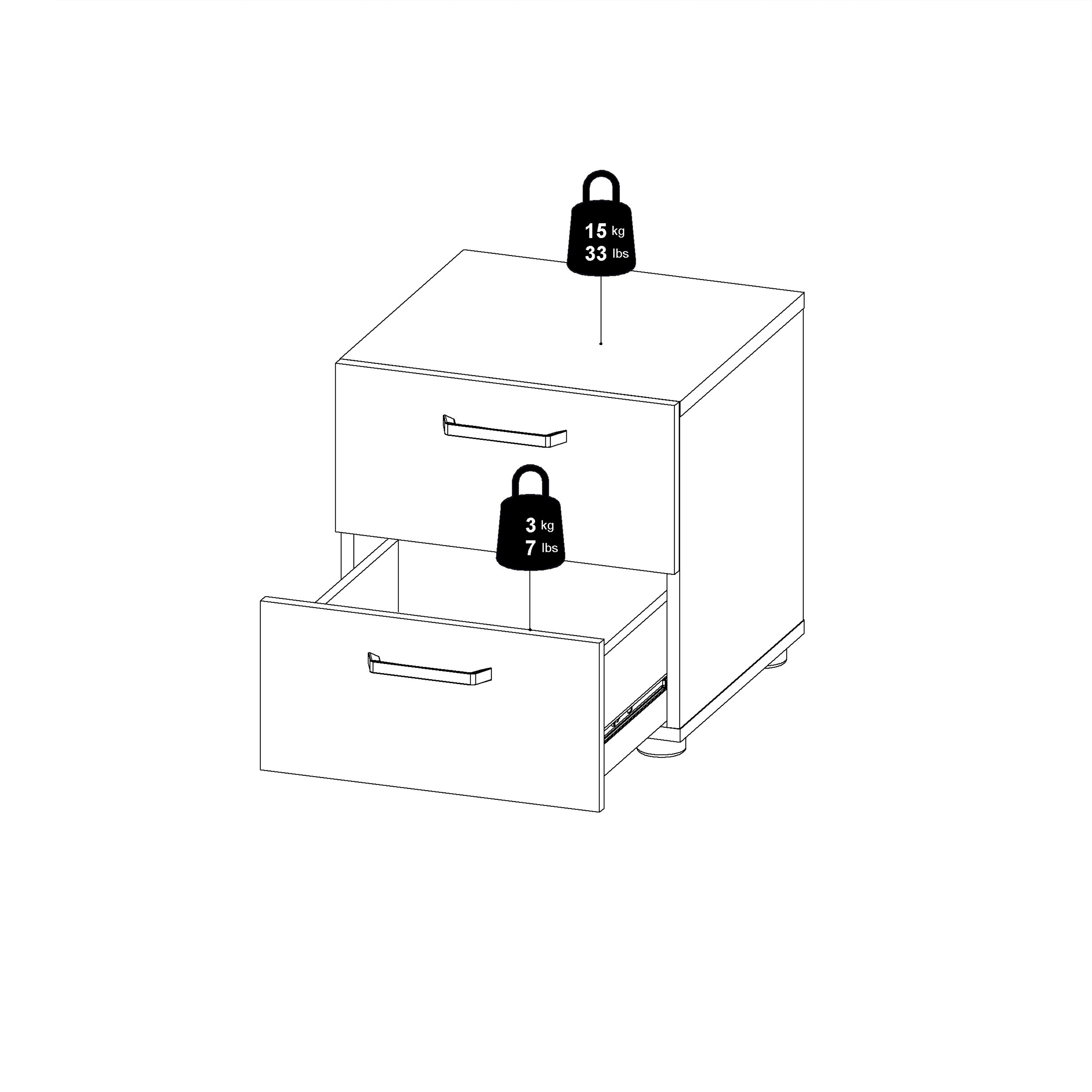 Dallas Nightstand 2 Drawers in Rovere Gessato Dark Oak - Image 8