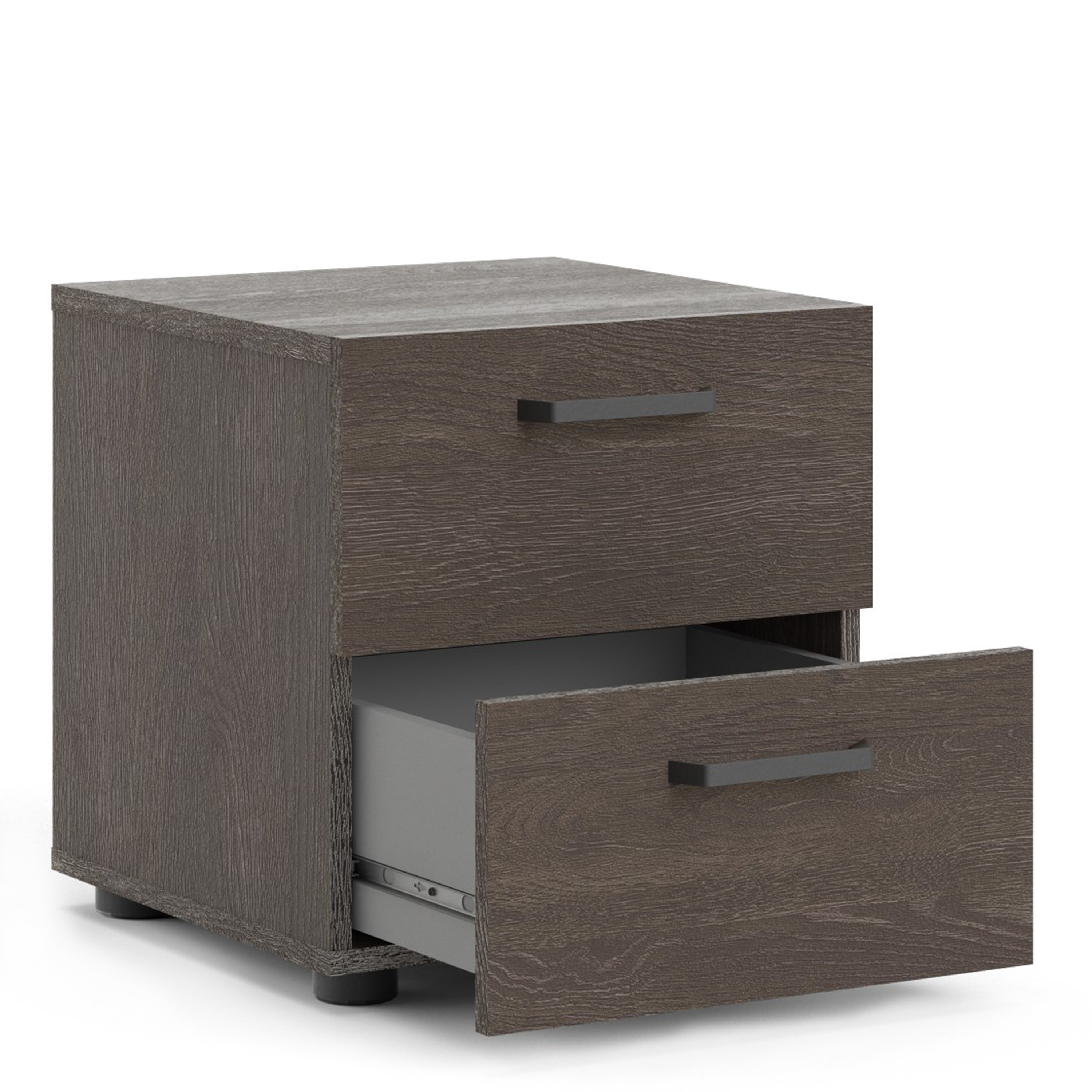 Dallas Nightstand 2 Drawers in Rovere Gessato Dark Oak - Image 2