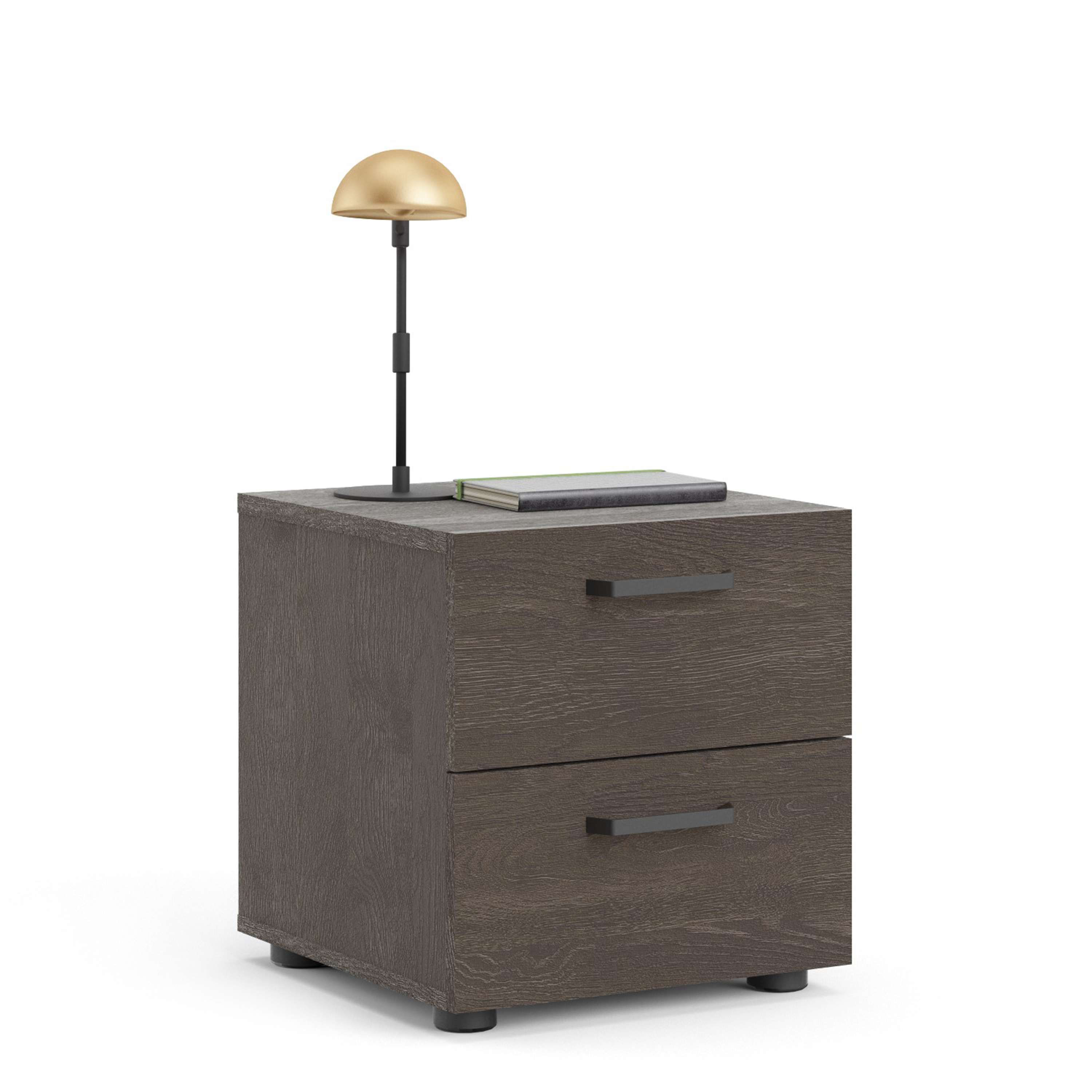 Dallas Nightstand 2 Drawers in Rovere Gessato Dark Oak - Image 3