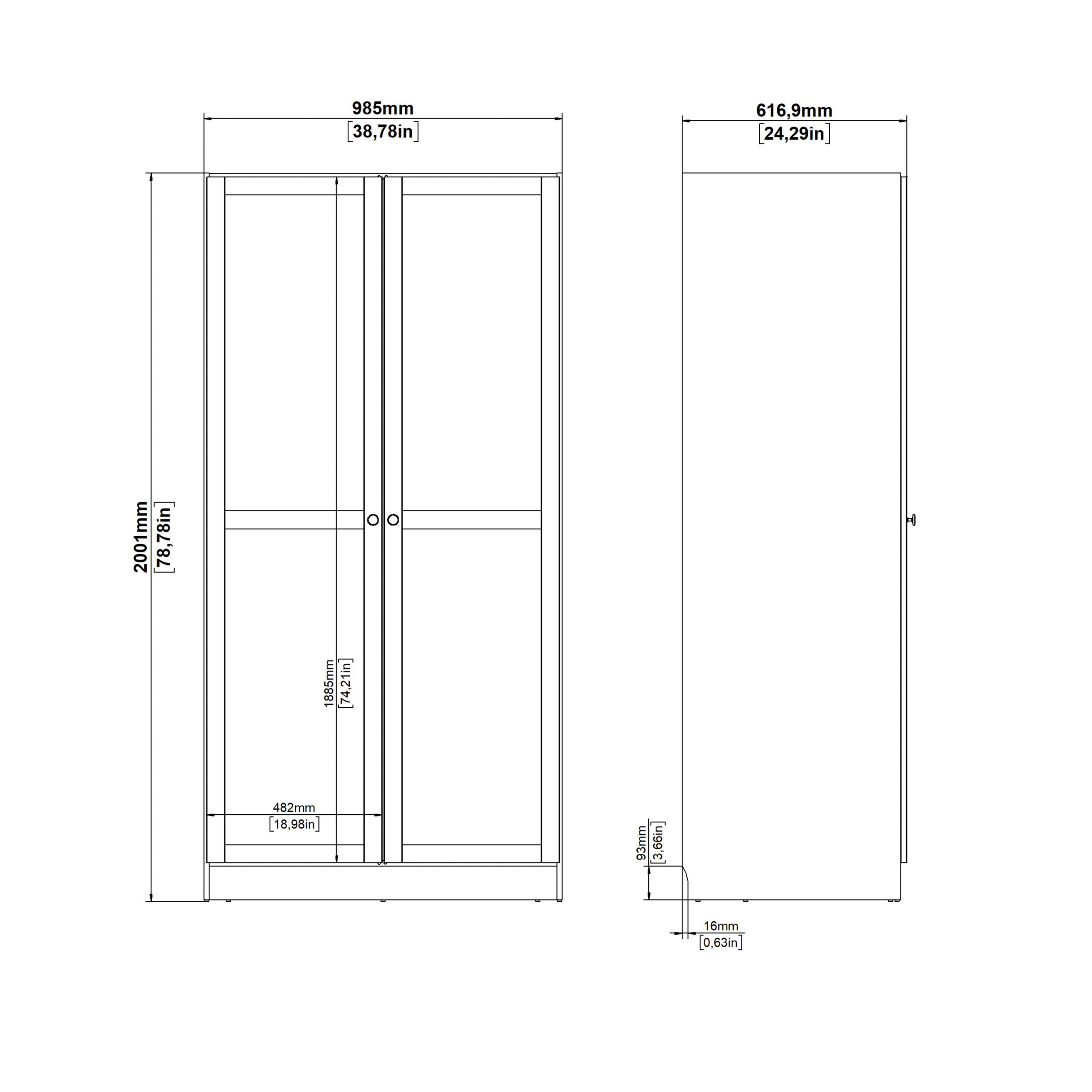 Brande Wardrobe with 2 Frame Doors in White - Image 11
