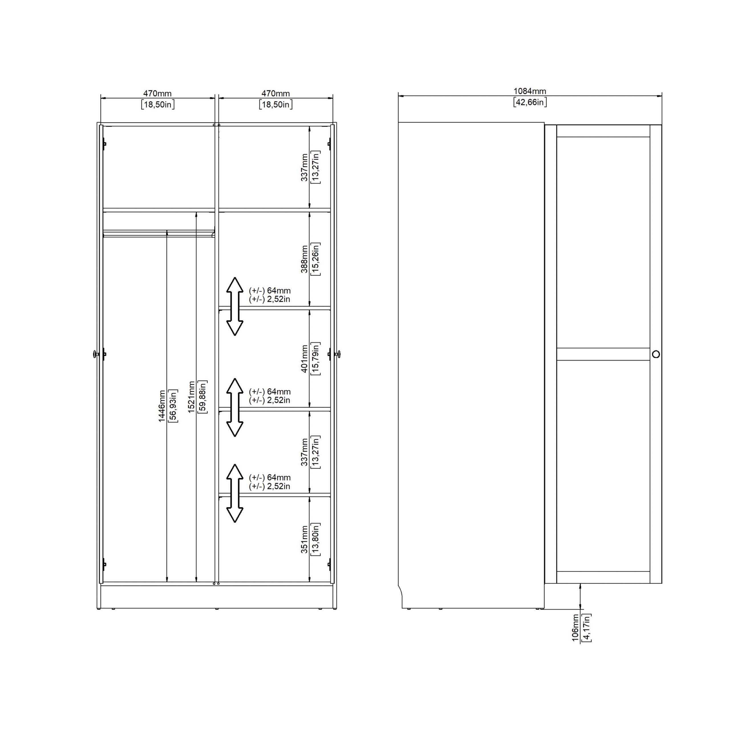 Brande Wardrobe with 2 Frame Doors in White - Image 12