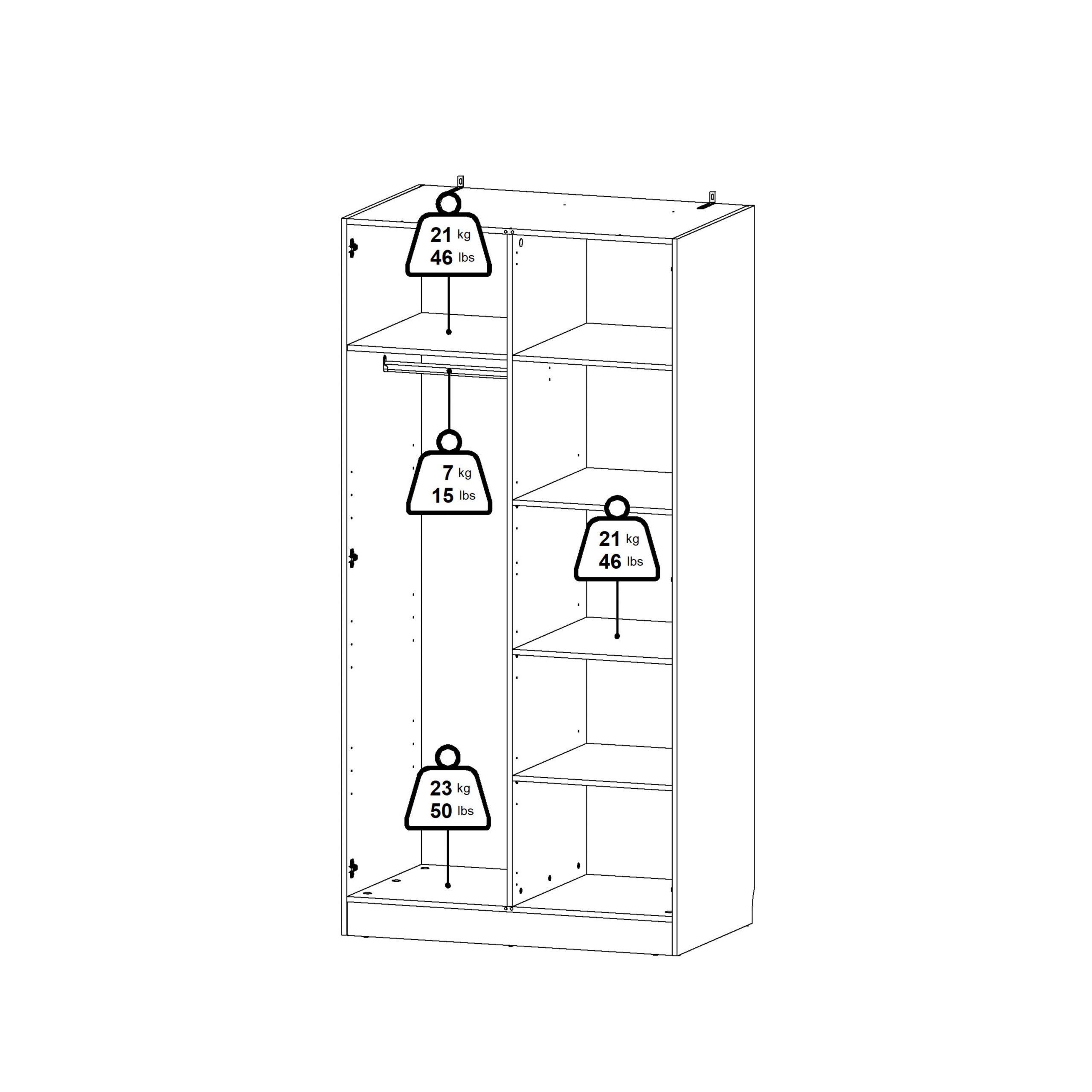 Brande Wardrobe with 2 Frame Doors in White - Image 13