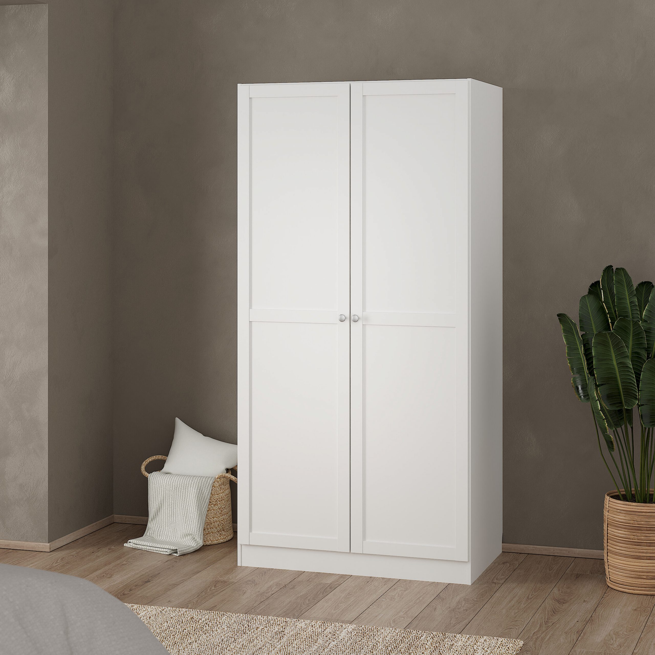 Brande Wardrobe with 2 Frame Doors in White - Image 6