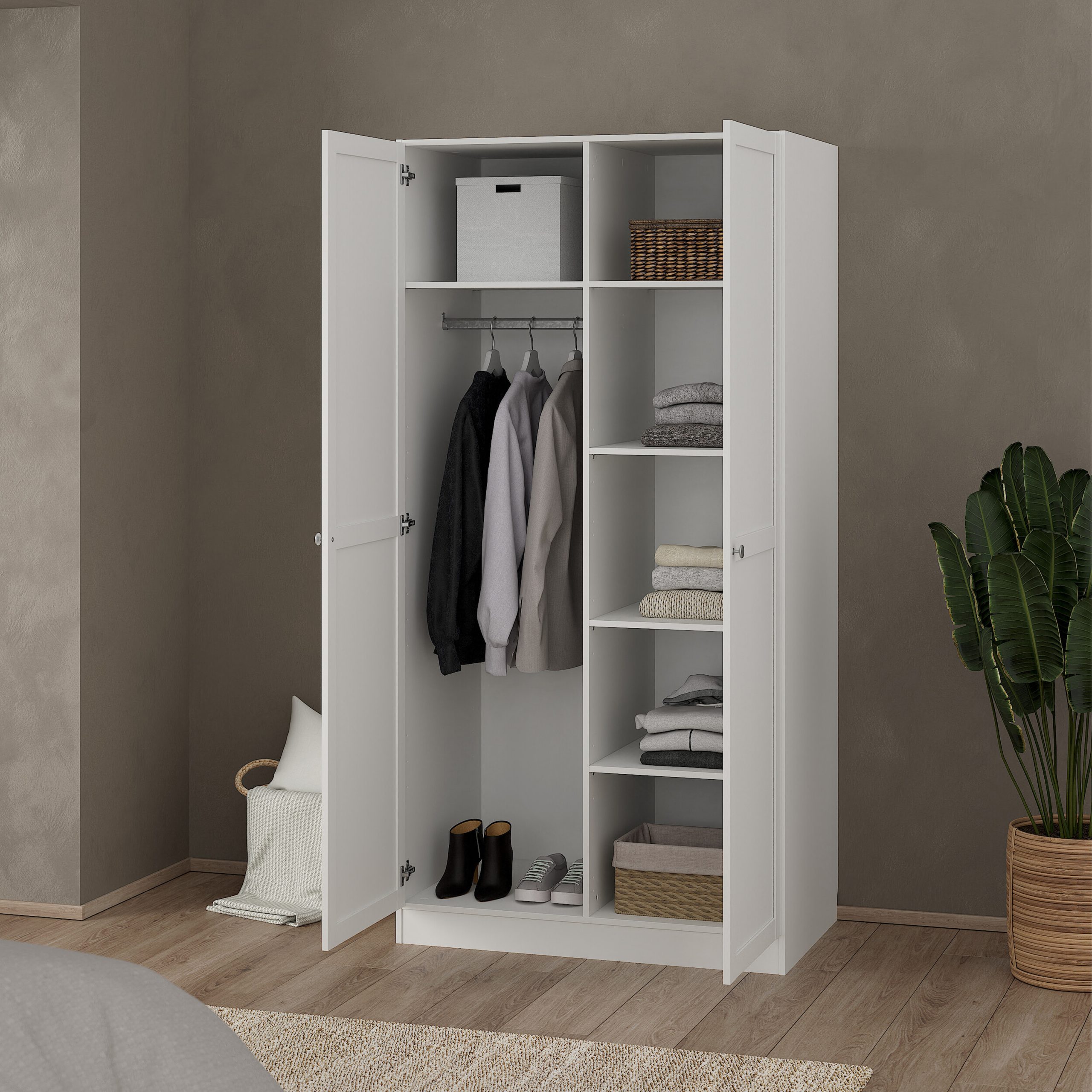 Brande Wardrobe with 2 Frame Doors in White - Image 7