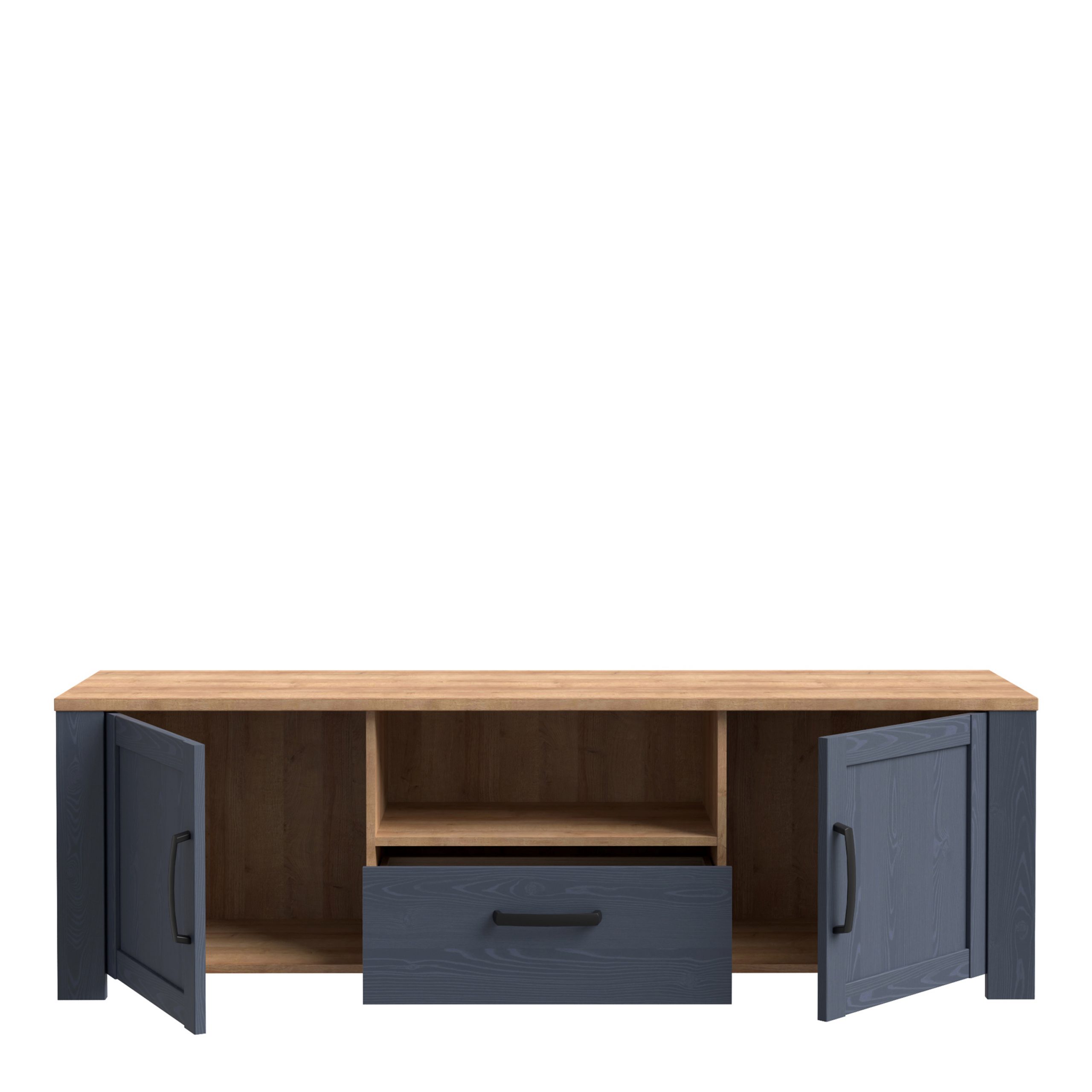 Bohol 2 Door 1 Drawer TV Unit  in Riviera Oak/Navy - Image 2