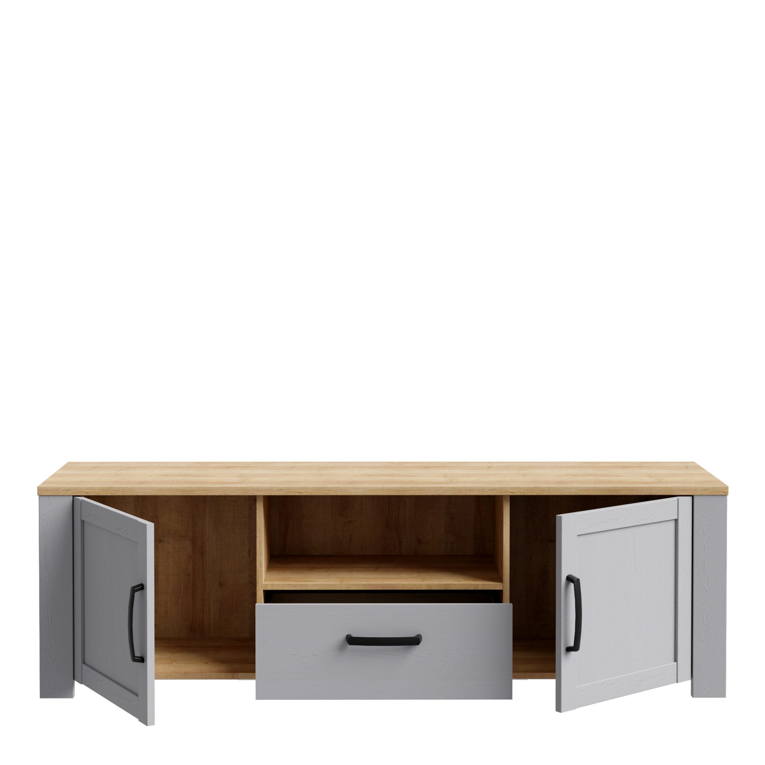 Bohol 2 Door 1 Drawer TV Unit  in Riviera Oak/Grey Oak - Image 2