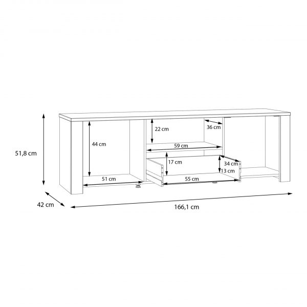Bohol 2 Door 1 Drawer TV Unit  in Riviera Oak/Grey Oak - Image 6