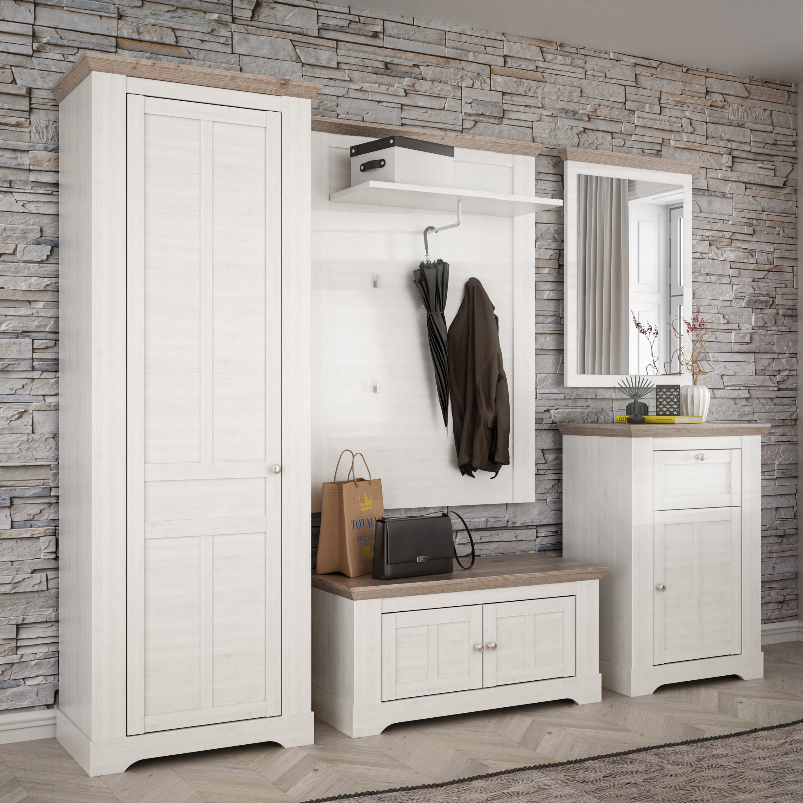 Illopa Storage Bench in Oak Nelson/Snowy Oak - Image 3