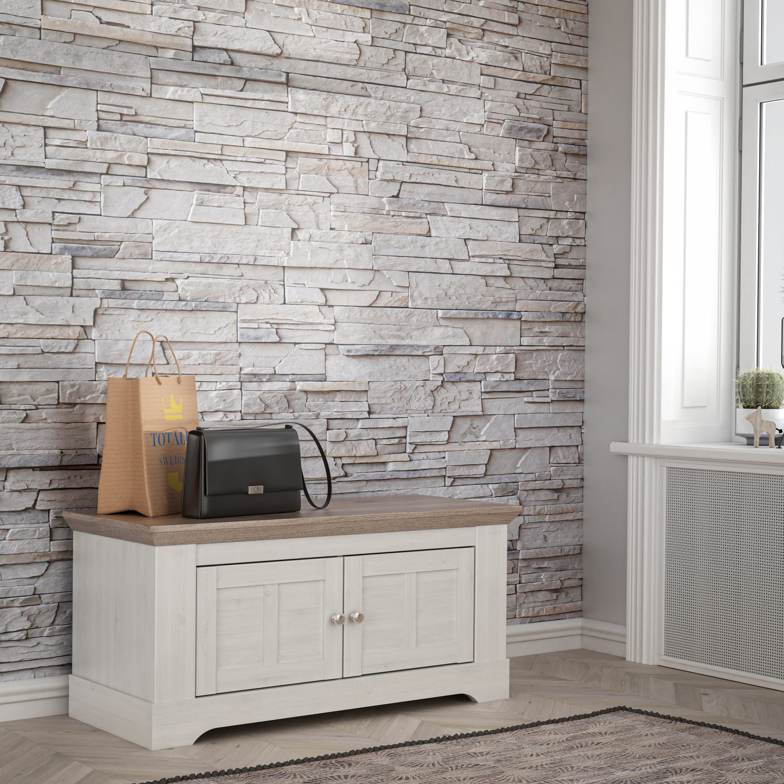 Illopa Storage Bench in Oak Nelson/Snowy Oak - Image 4