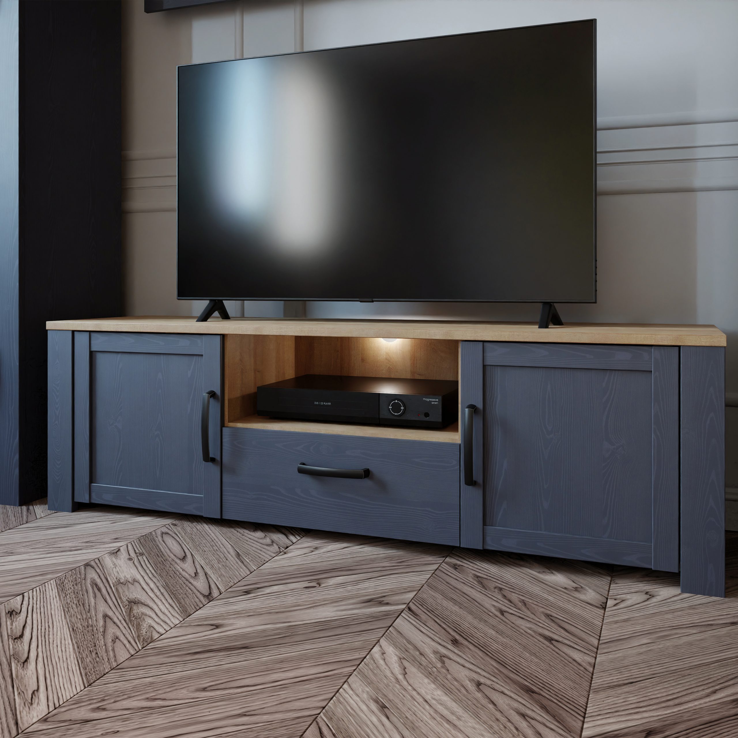 Bohol TV Unit Inc. LED Light in Riviera Oak/Navy - Image 4