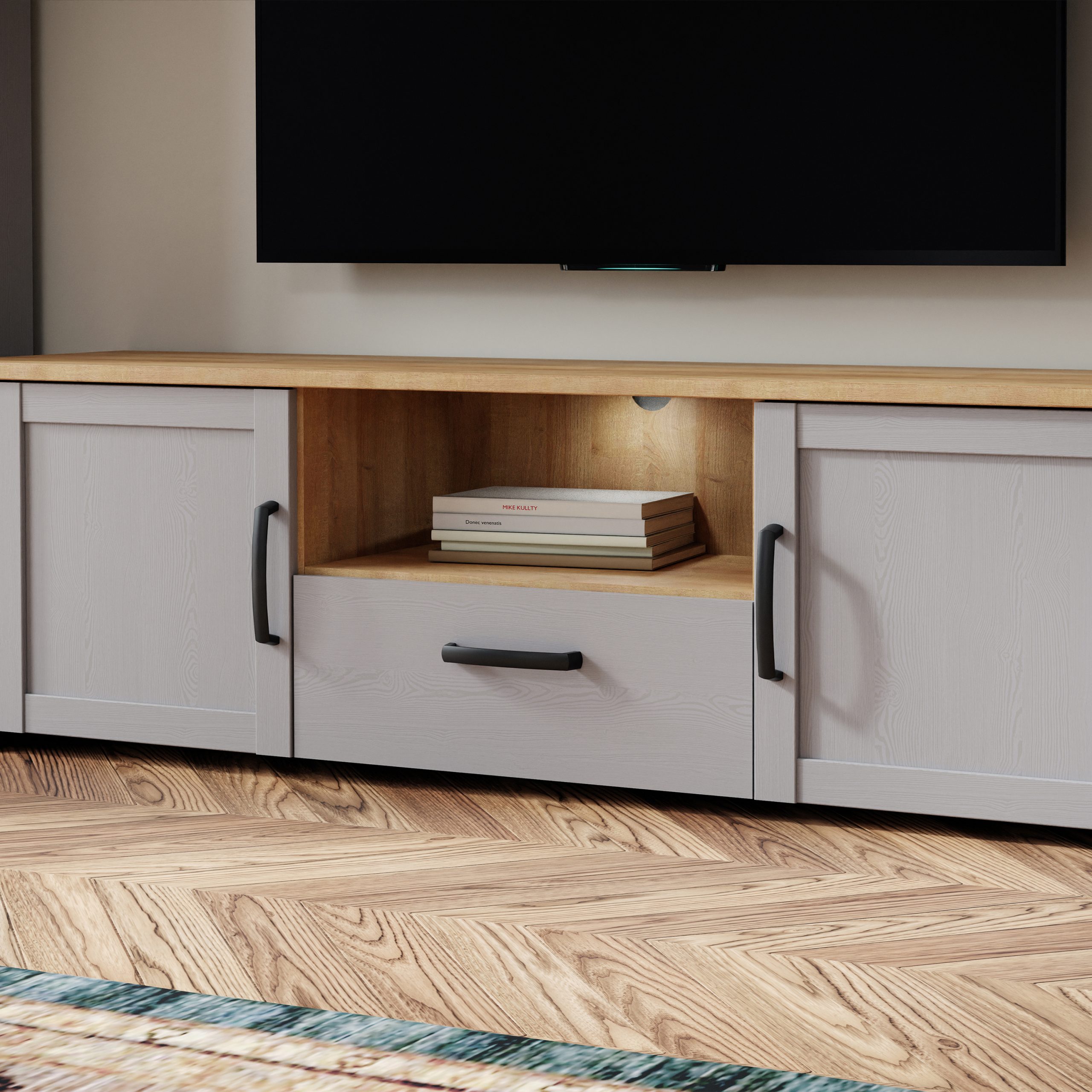 Bohol TV Unit Inc. LED Light in Riviera Oak/Grey Oak - Image 4