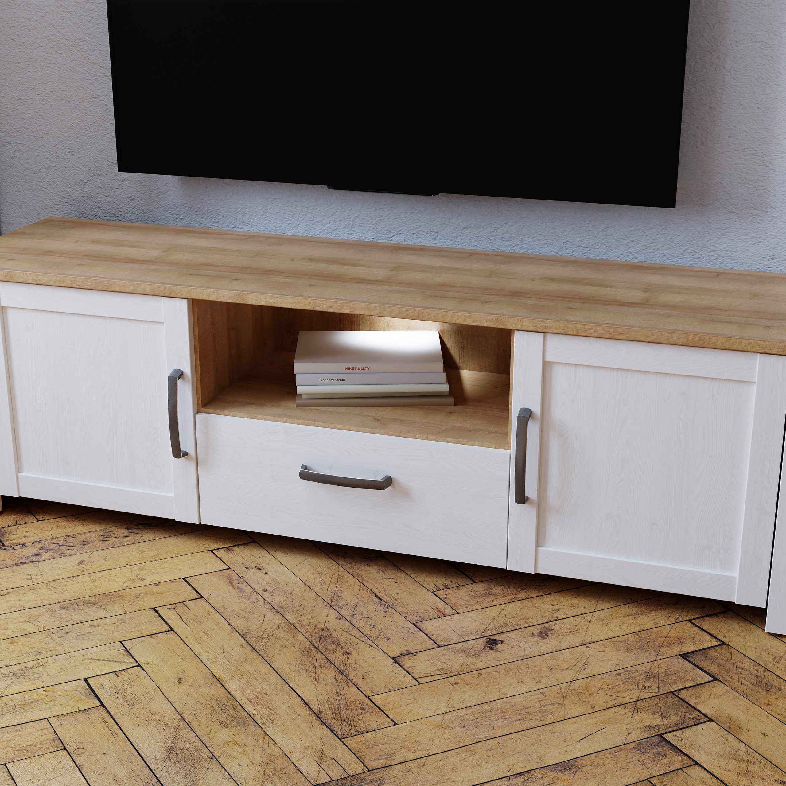 Bohol TV Unit inc. LED Light in Riviera Oak/White - Image 5