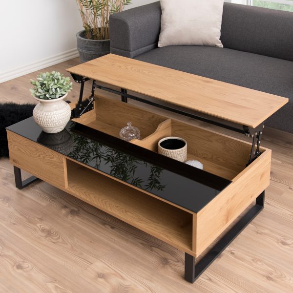 Azalea Lift Up Coffee Table in Black & Oak - Image 3