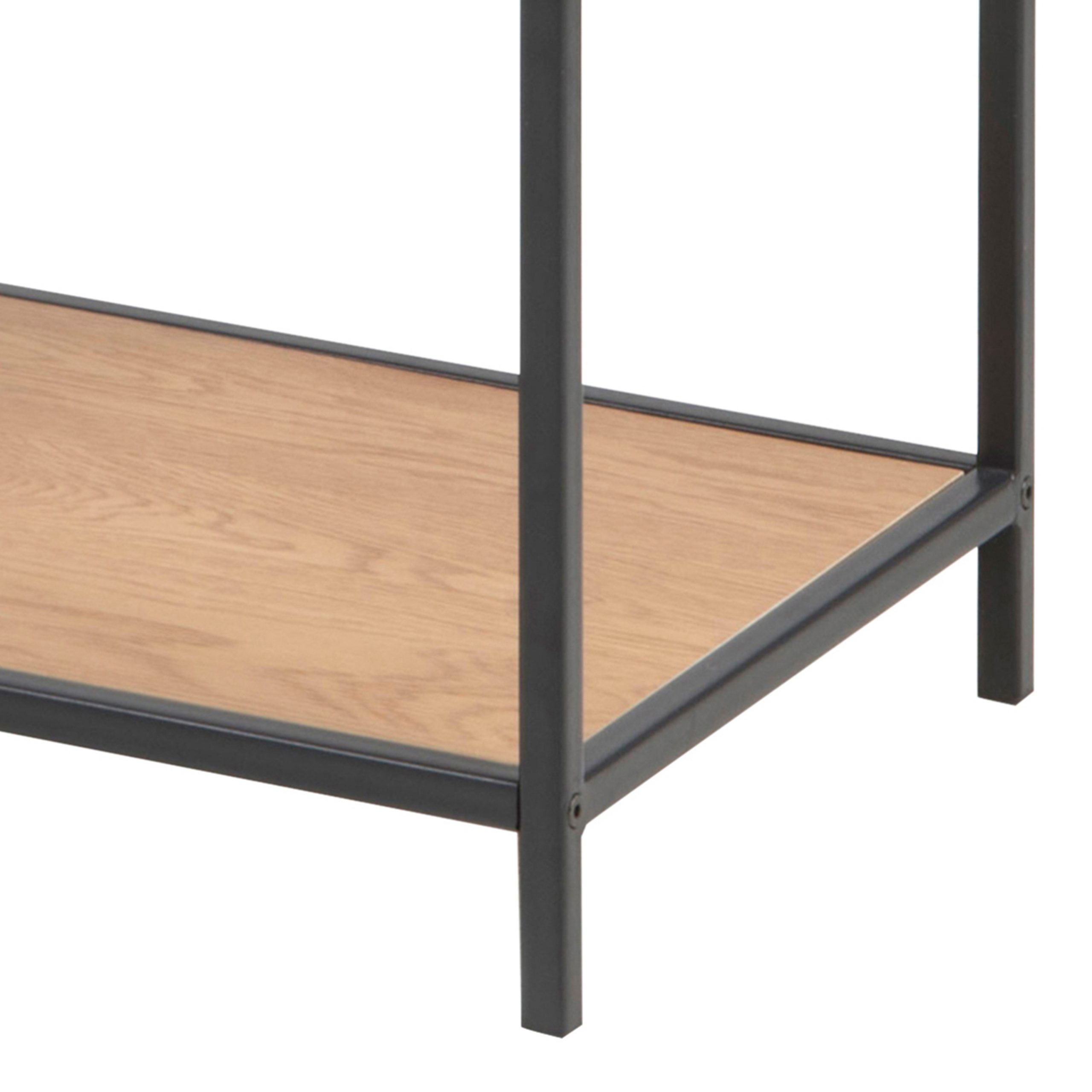 Seaford Black Metal Asymmetrical Bookcase with 3 Oak Shelves - Image 3