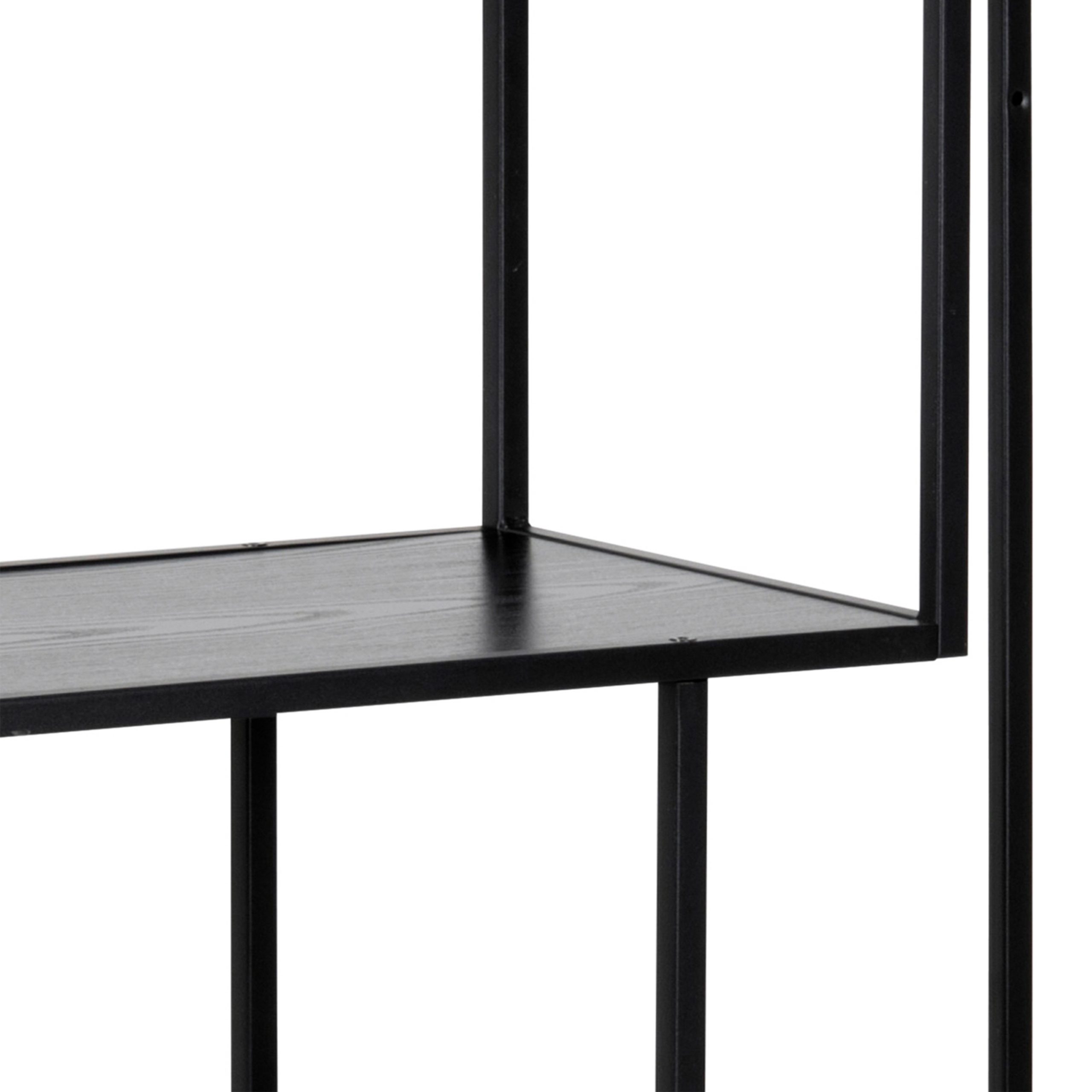 Seaford Black Metal Asymmetrical Bookcase with 3 Black Shelves - Image 6