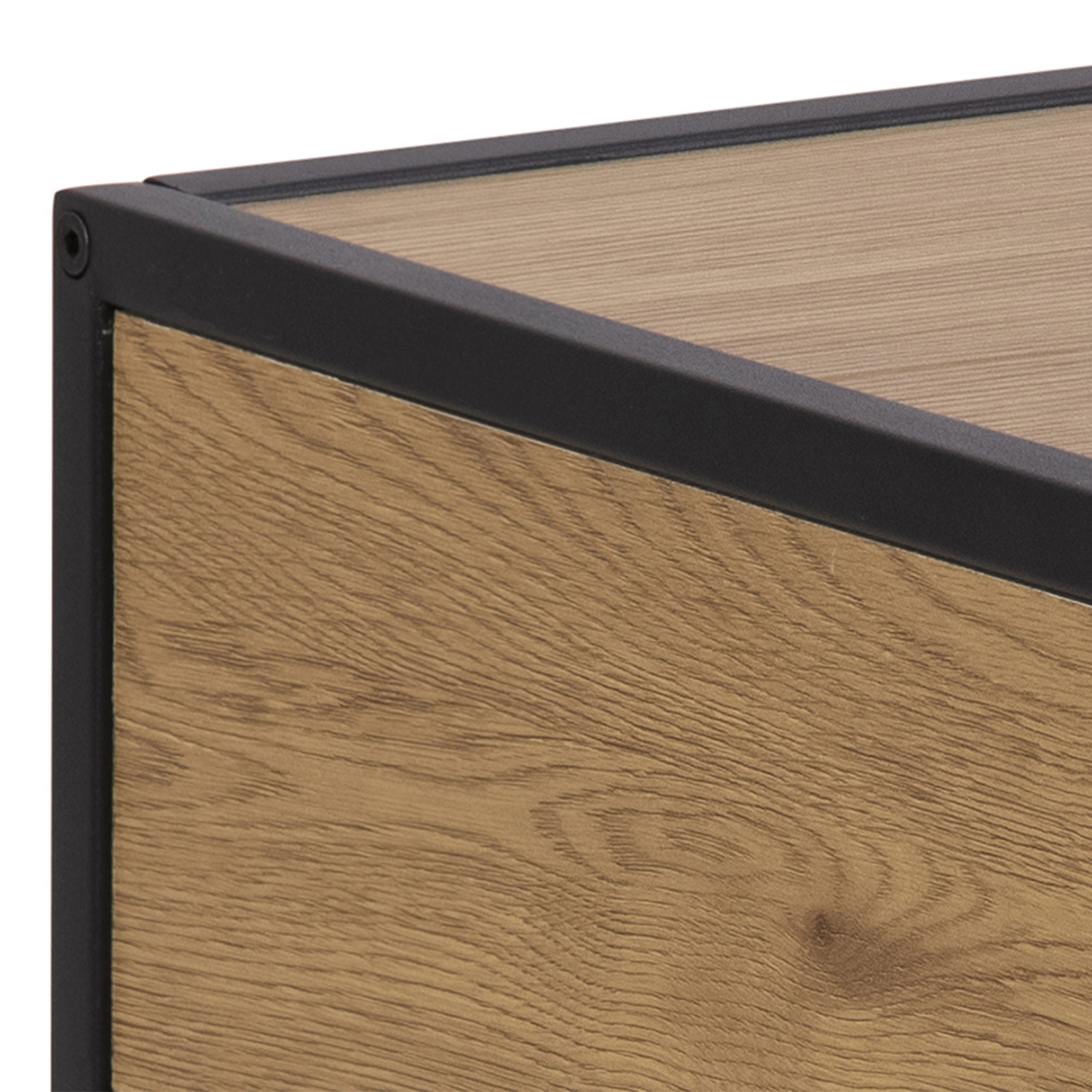 Seaford Bedside Table with 1 Drawer in Black & Oak - Image 5