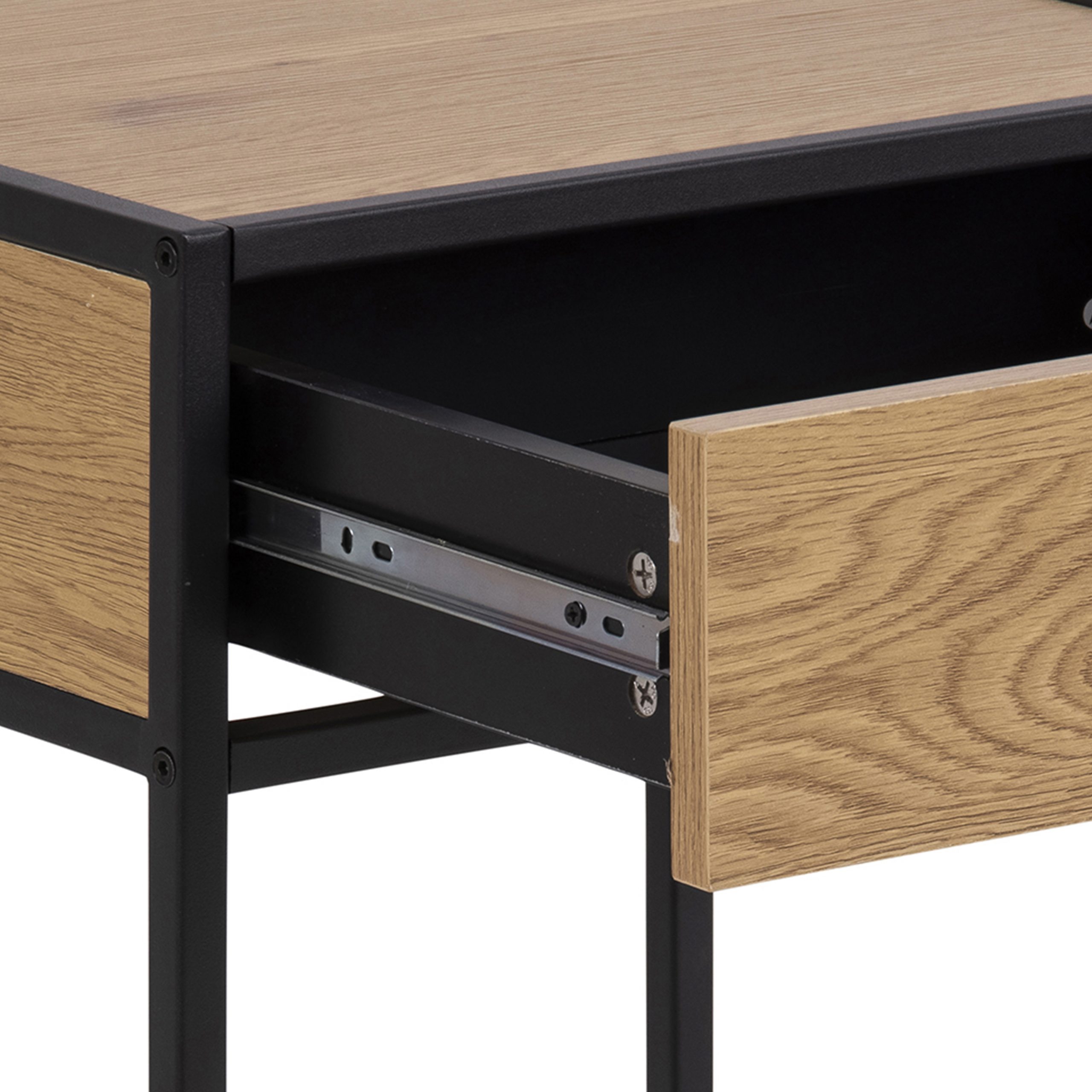 Seaford Bedside Table with 1 Drawer in Black & Oak - Image 7