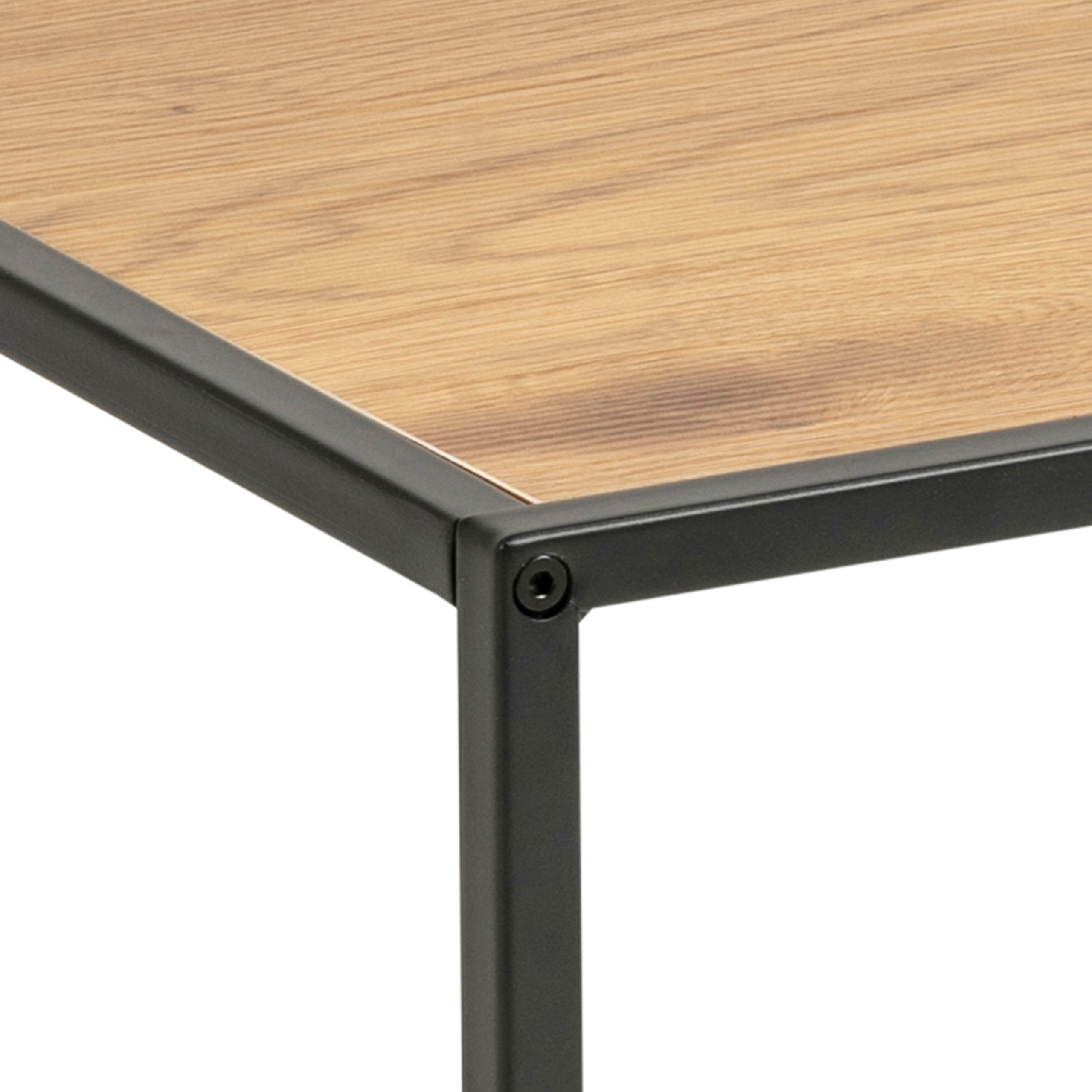Seaford Black Metal Coffee Table with Oak Top - Image 5