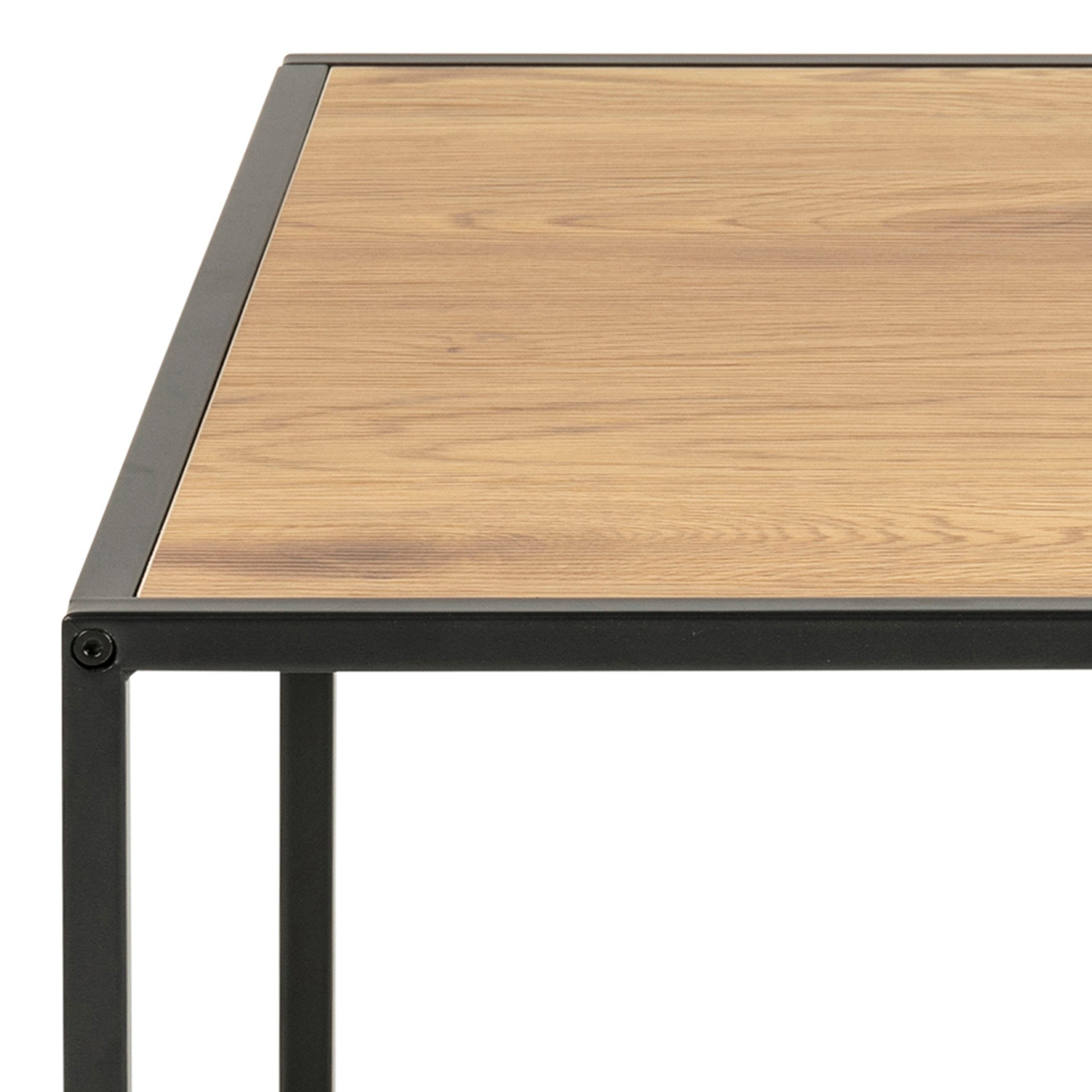 Seaford Black Metal Coffee Table with Oak Top - Image 6