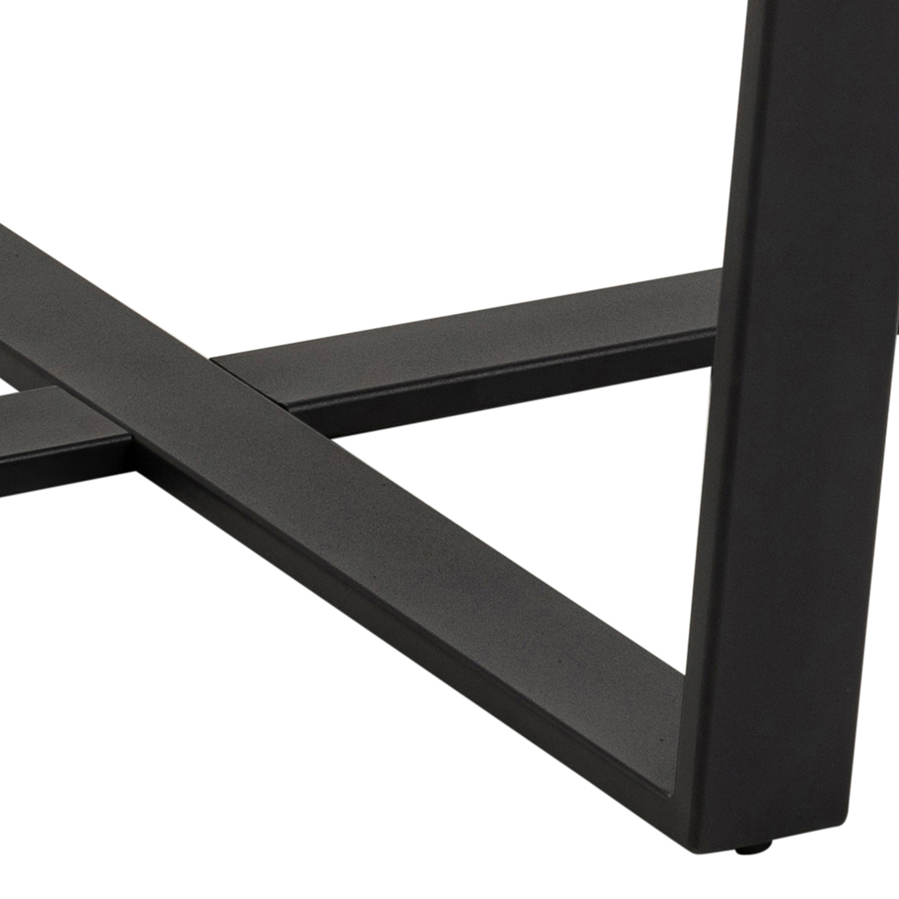 Amble Round Dining Table with Brown Marble Melamine Top & Black Legs - Image 5