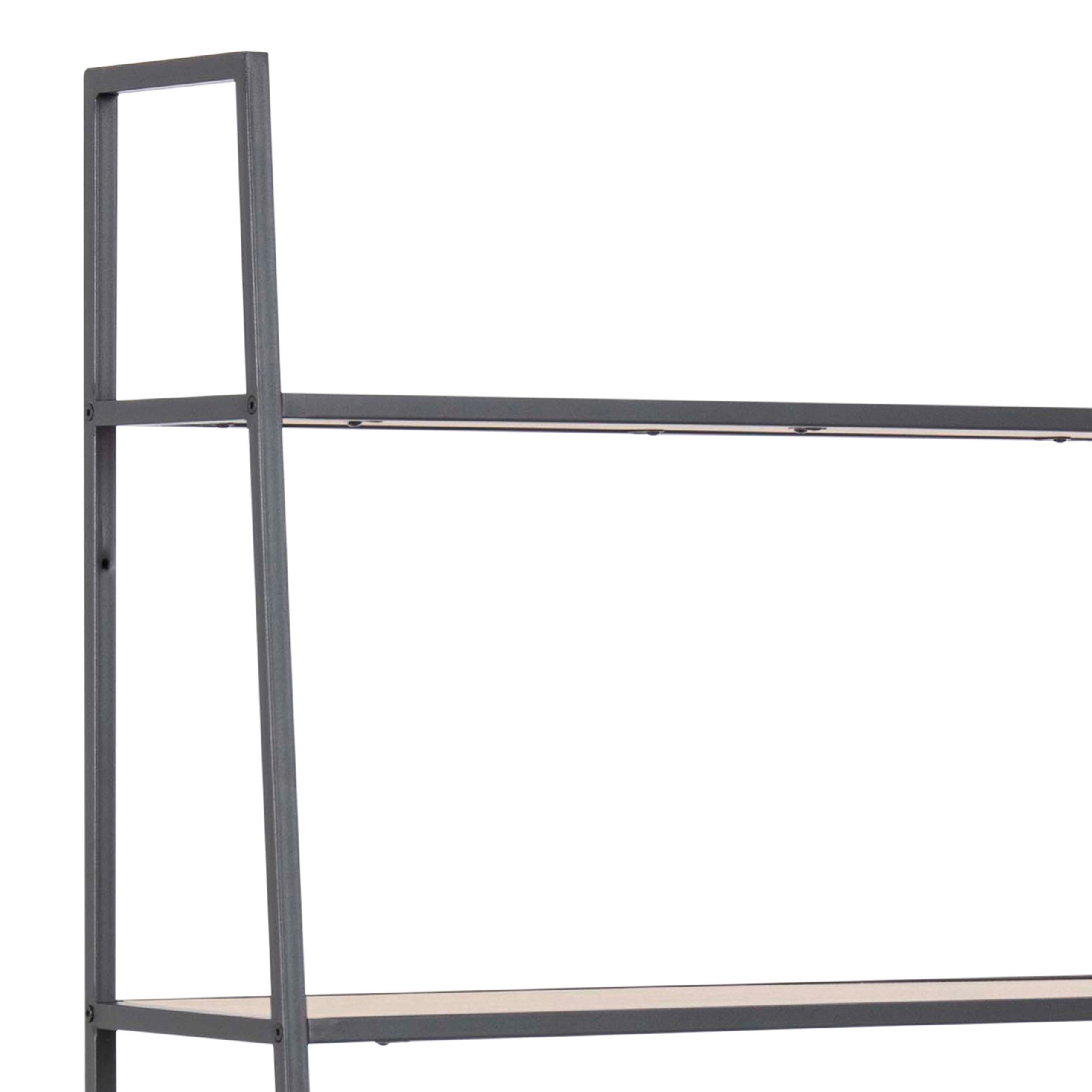 Seaford Black Metal Ladder Bookcase with 5 Oak Shelves - Image 4