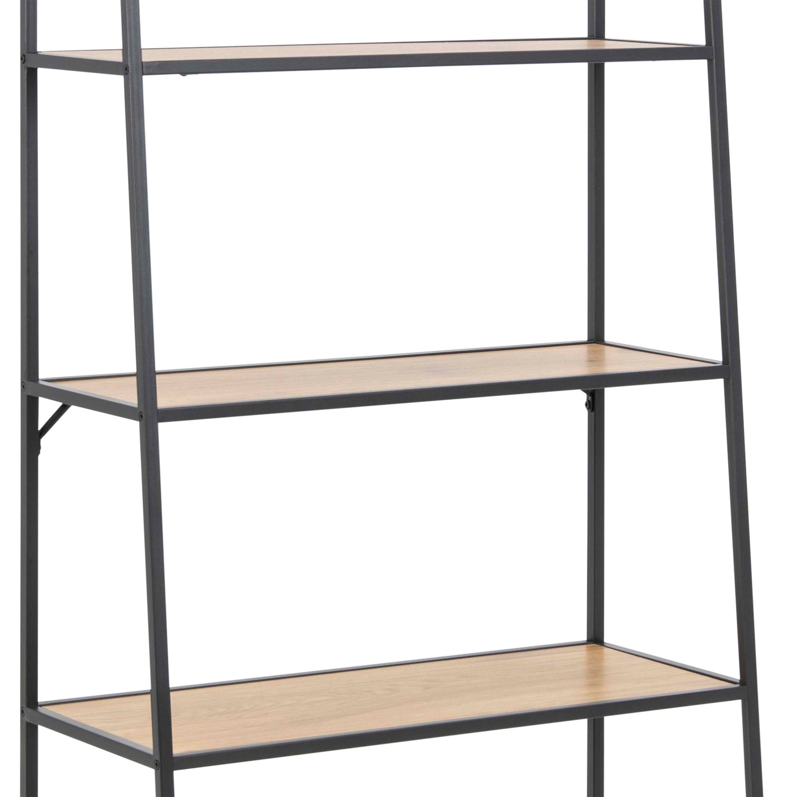 Seaford Black Metal Ladder Bookcase with 5 Oak Shelves - Image 5