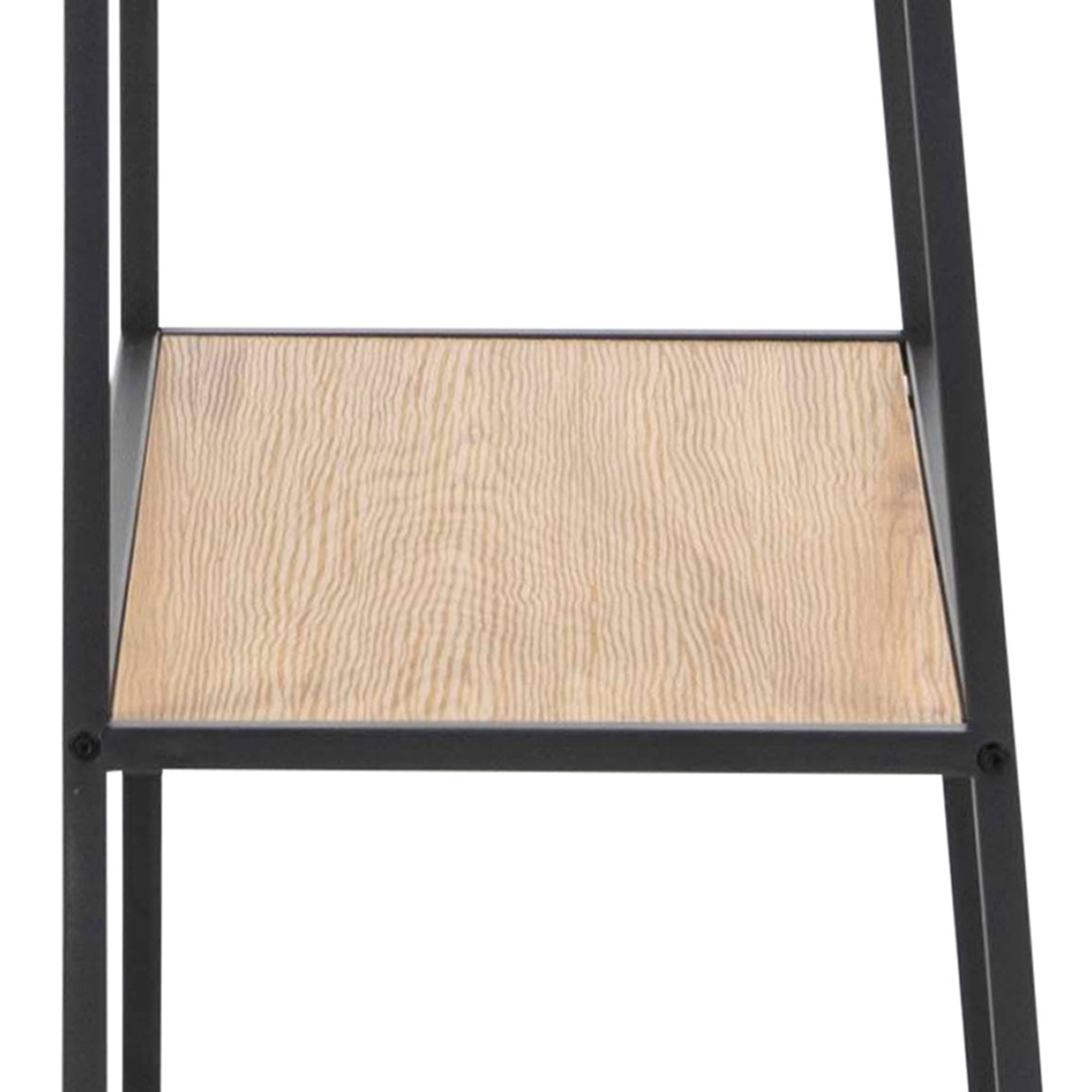 Seaford Black Metal Ladder Bookcase with 5 Oak Shelves - Image 6