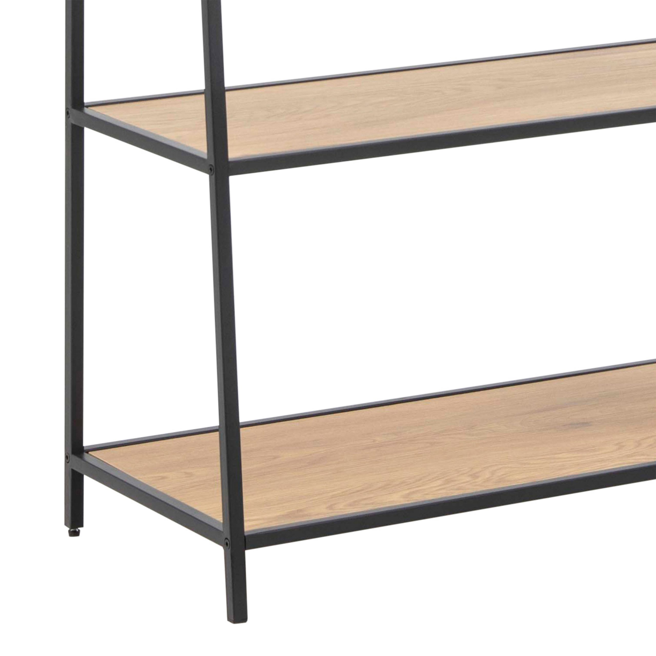 Seaford Black Metal Ladder Bookcase with 5 Oak Shelves - Image 7
