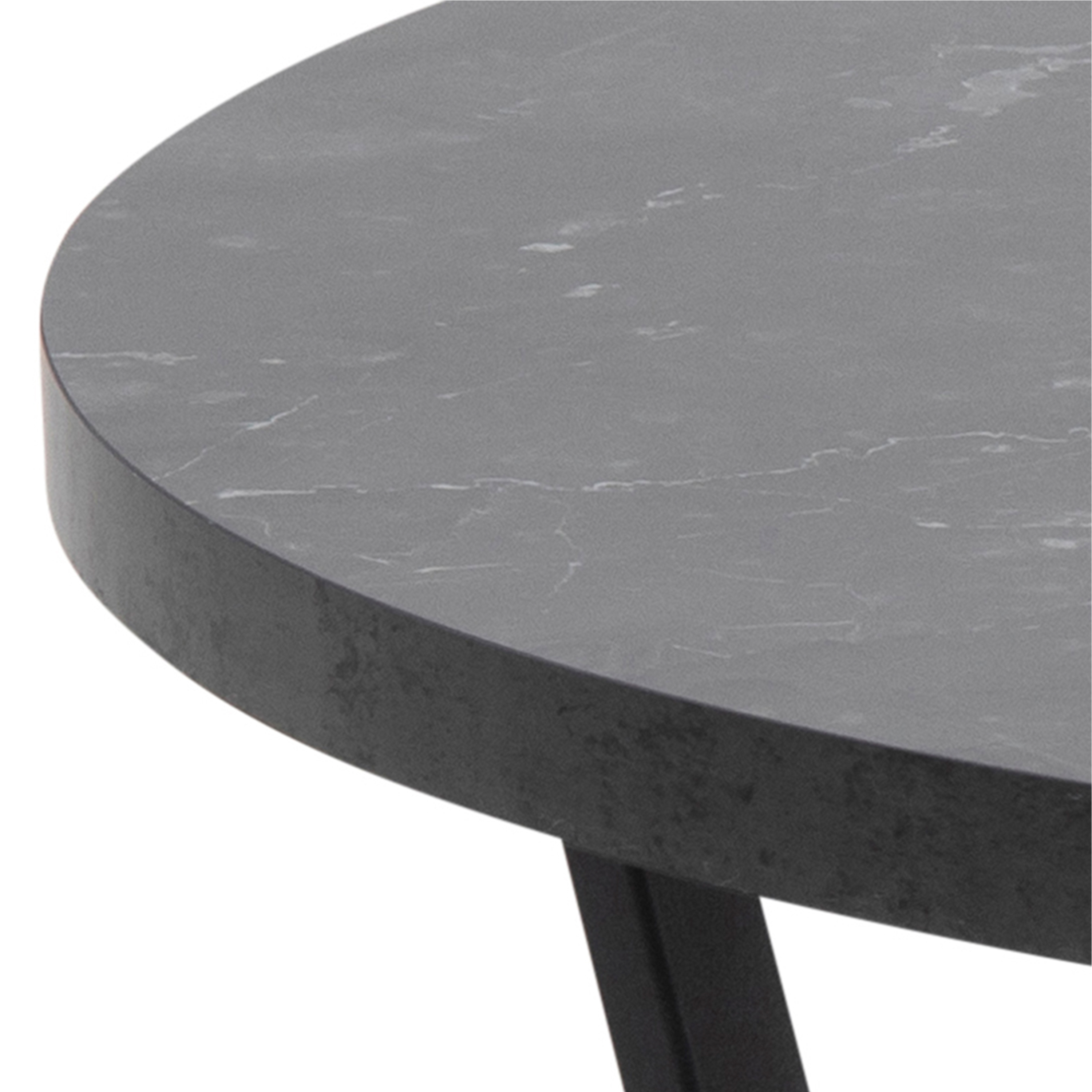 Amble Round Coffee Table with Black Marble Melamine Top & Black Legs - Image 2