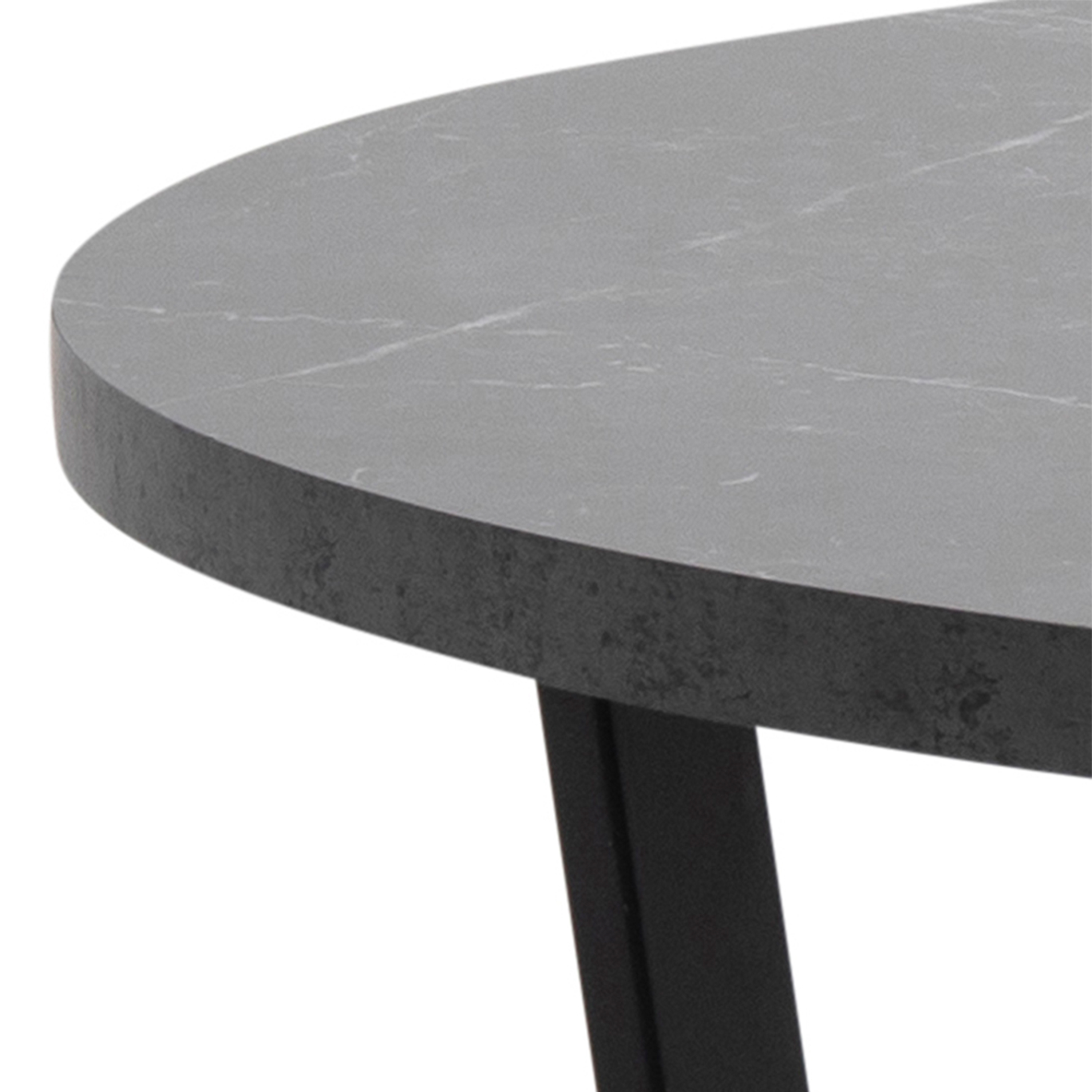 Amble Round Dining Table with Black Marble Melamine Top & Black Legs - Image 6