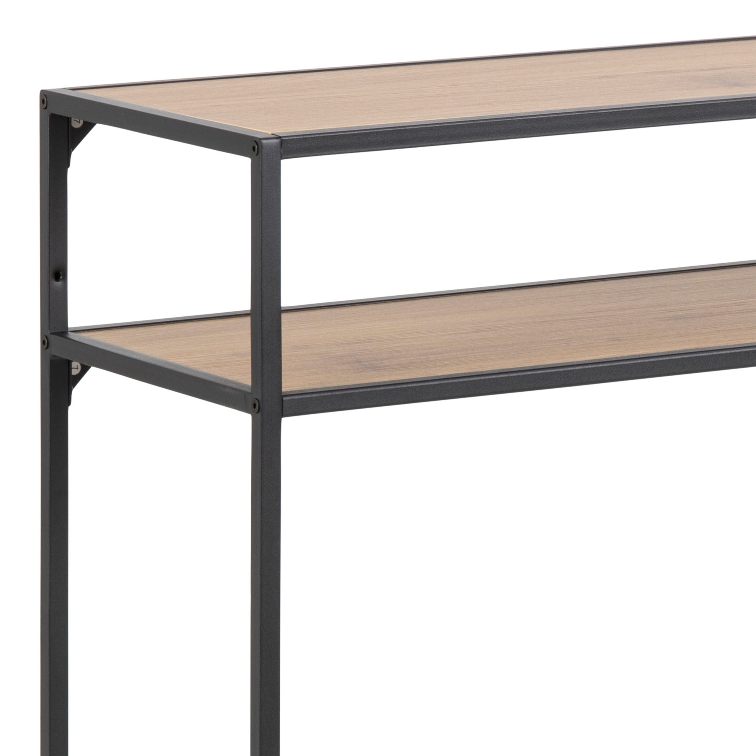Seaford Black Metal Console Table with Oak Top - Image 4