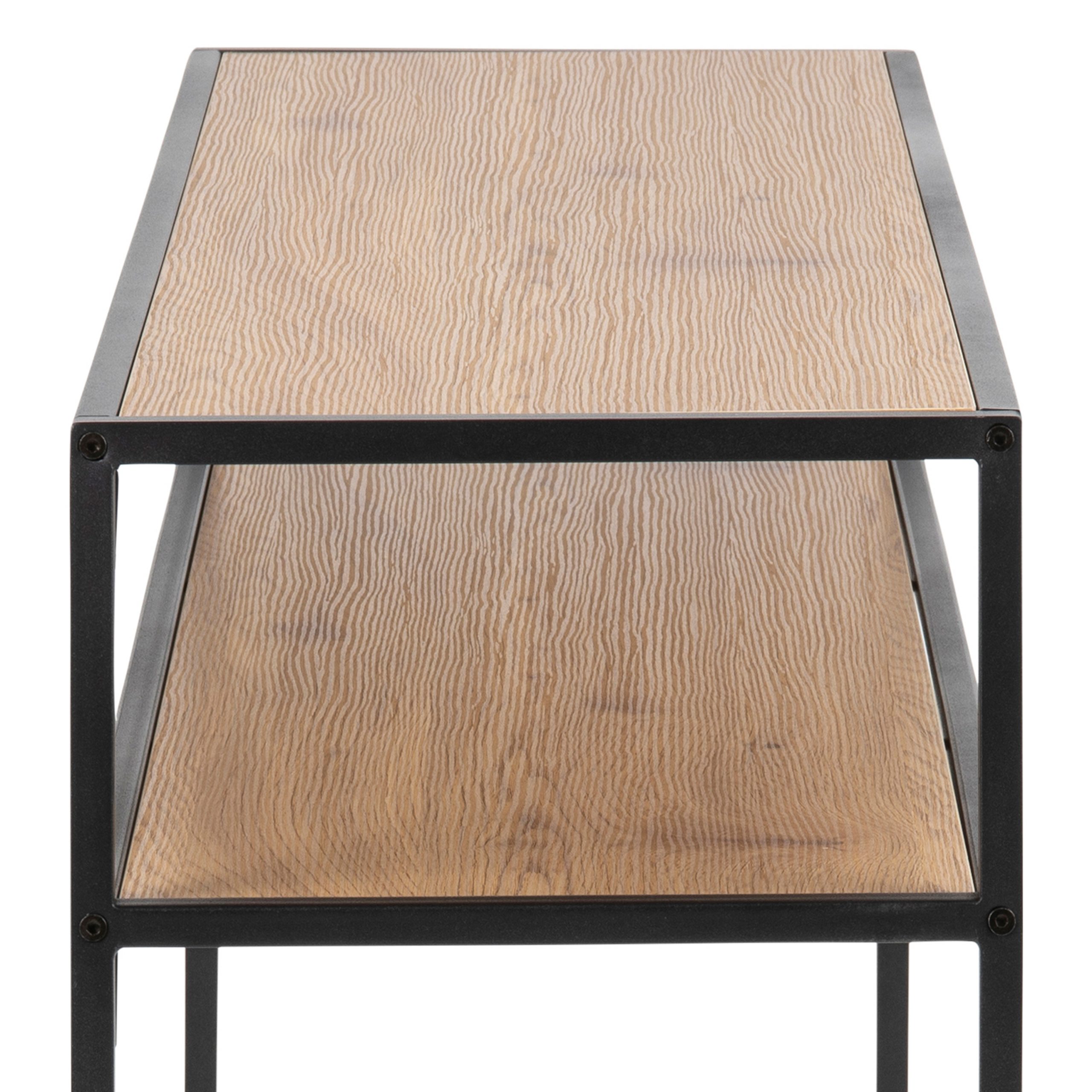 Seaford Black Metal Console Table with Oak Top - Image 6