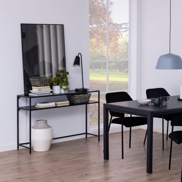 Seaford Black Metal Console Table with Black Top - Image 2