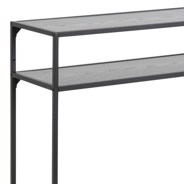 Seaford Black Metal Console Table with Black Top - Image 3