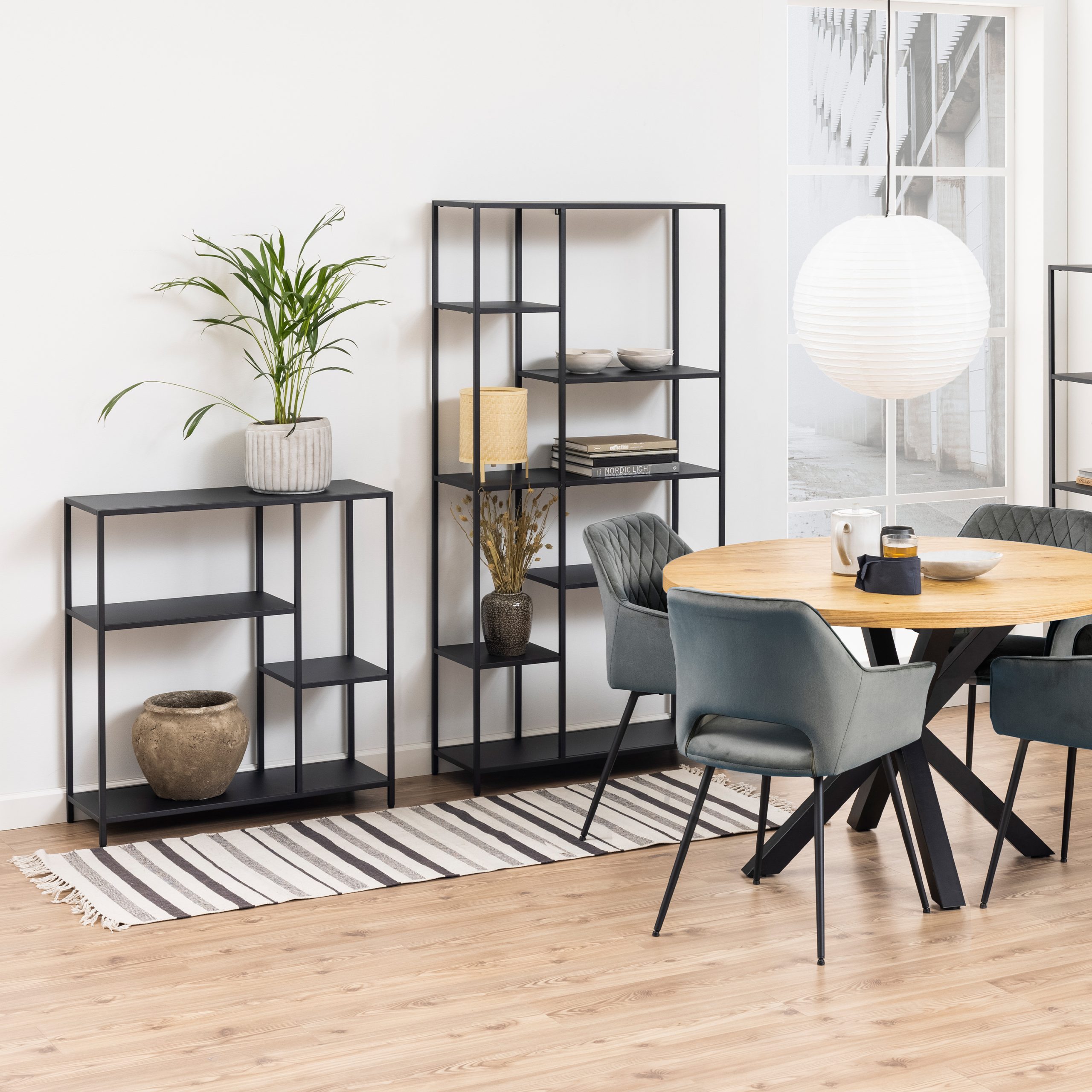 Newcastle Asymmetrical Bookcase with 3 Shelves in Matt Black - Image 2
