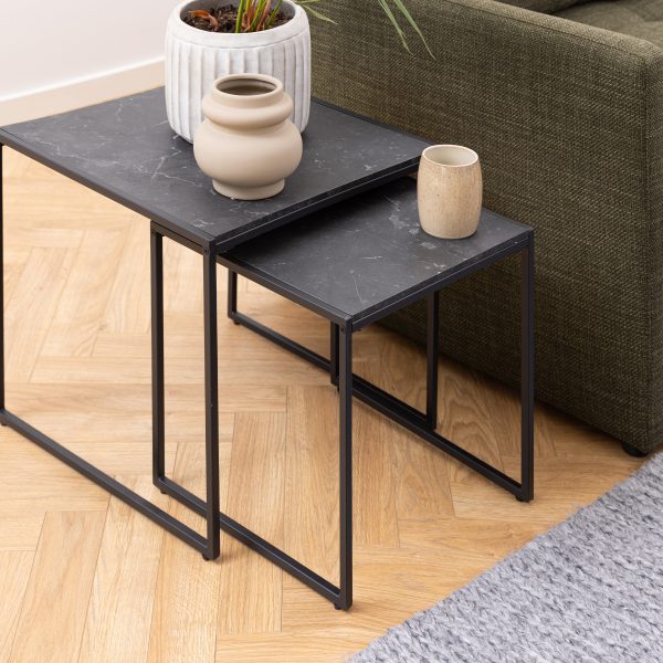 Infinity Nest of Tables in Black Matt Set of 2 - Image 4