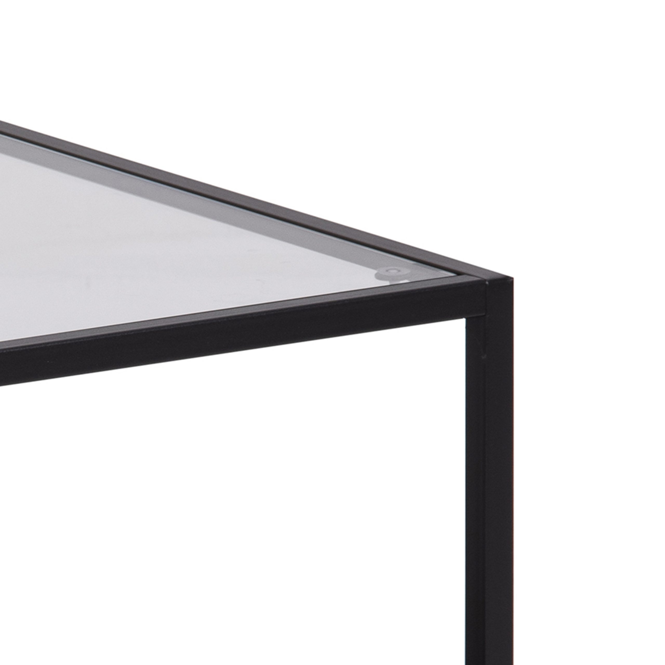 Seaford Black Metal Coffee Table Set with Glass Top - Image 3