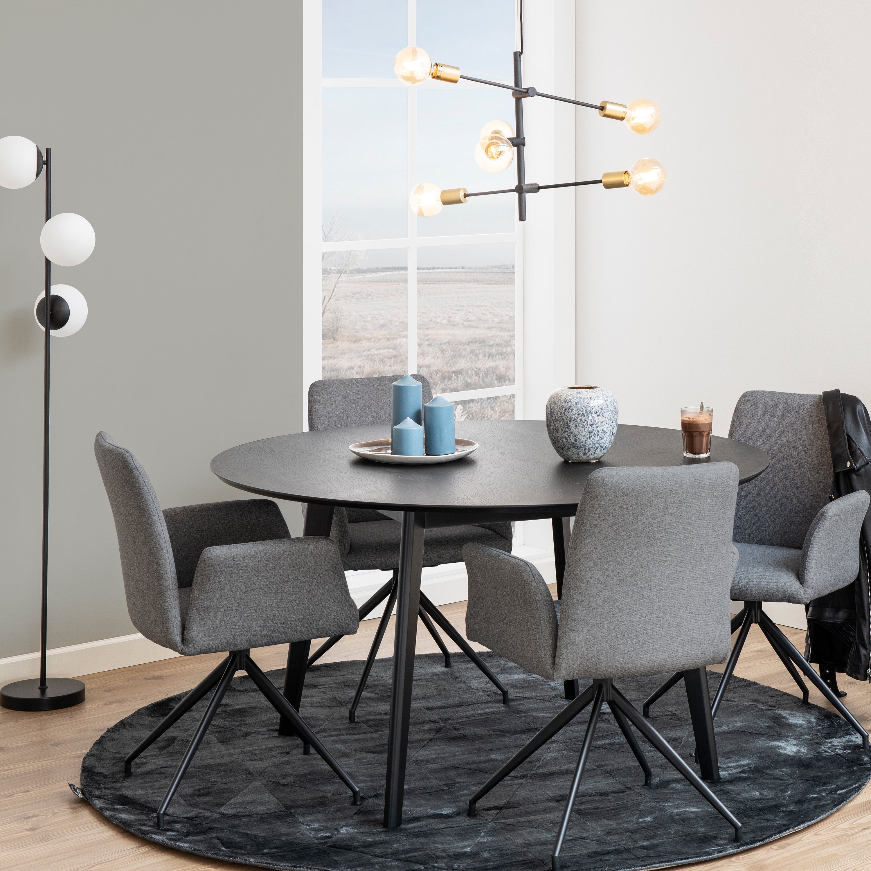 Roxby Round Dining Table in Black 140x76cm - Image 3