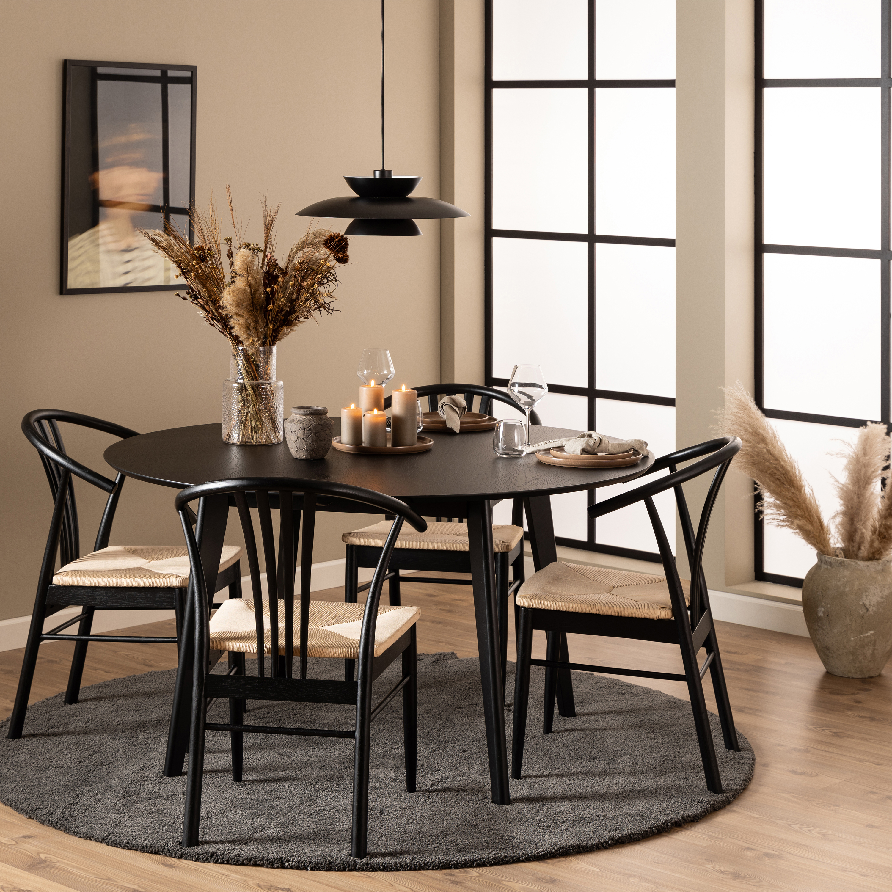 Roxby Round Dining Table in Black 140x76cm - Image 4