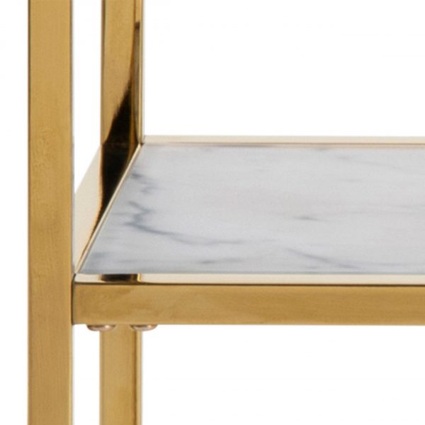 Alisma Console Table with White Crystal Clear Marble Glass Top & Gold Legs - Image 5