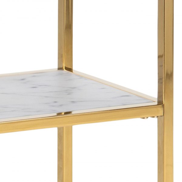 Alisma Console Table with White Crystal Clear Marble Glass Top & Gold Legs - Image 6