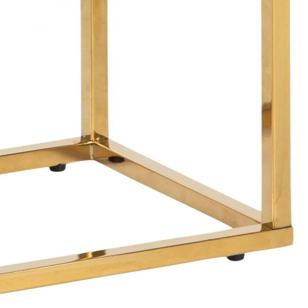 Alisma Console Table with White Crystal Clear Marble Glass Top & Gold Legs - Image 7