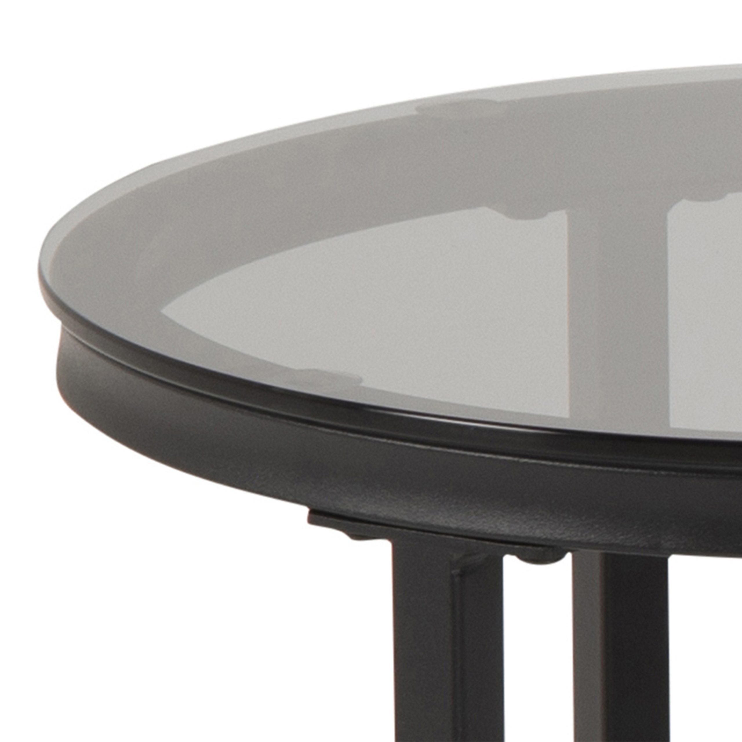 Spiro Round/Oval Coffee Table Set with Black Marble/Smoked Melamine Glass Top - Image 5