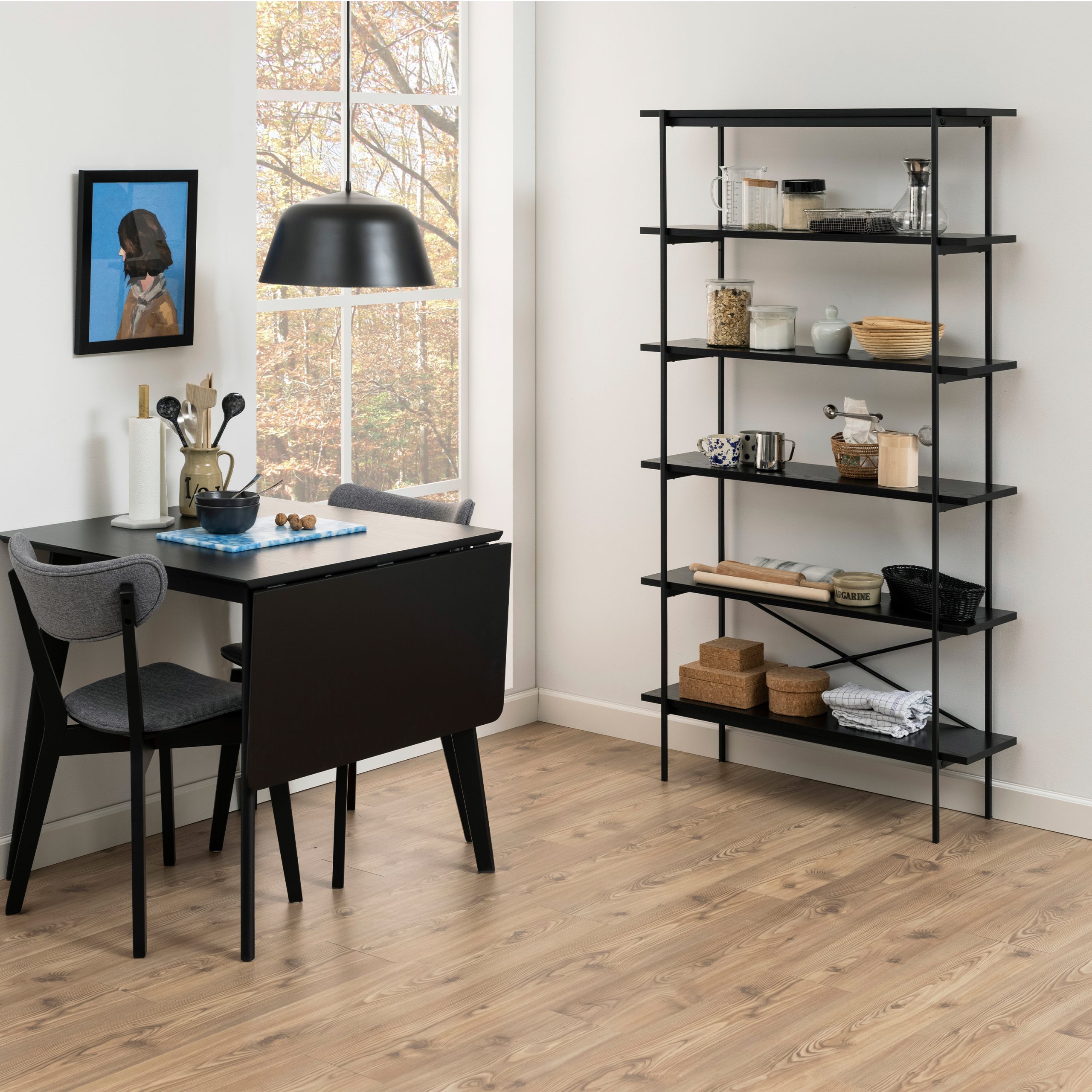 Angus Bookcase with 5 Shelves in Black - Image 3
