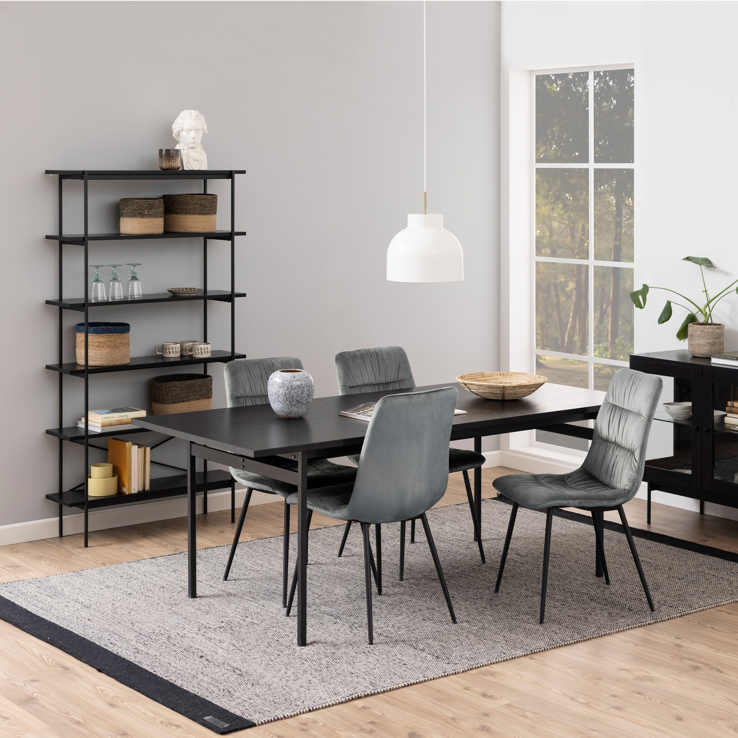 Angus Bookcase with 5 Shelves in Black - Image 4